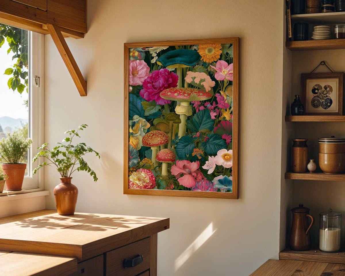 Dark Cottagecore Mushroom Botanical Whimsical Woodland Wall Art