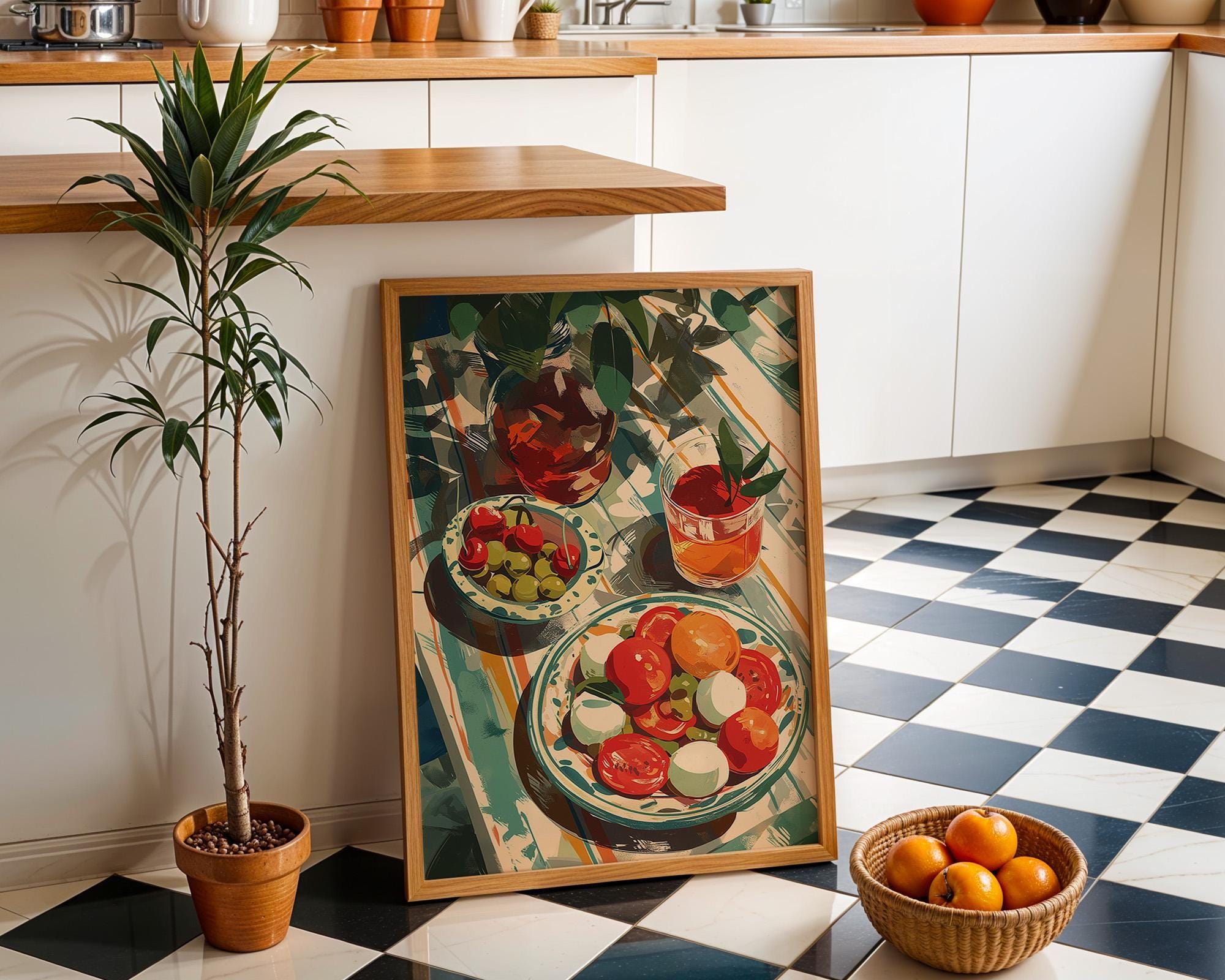Mediterranean Kitchen Tomato & Mozzarella Italian Food Wall Art