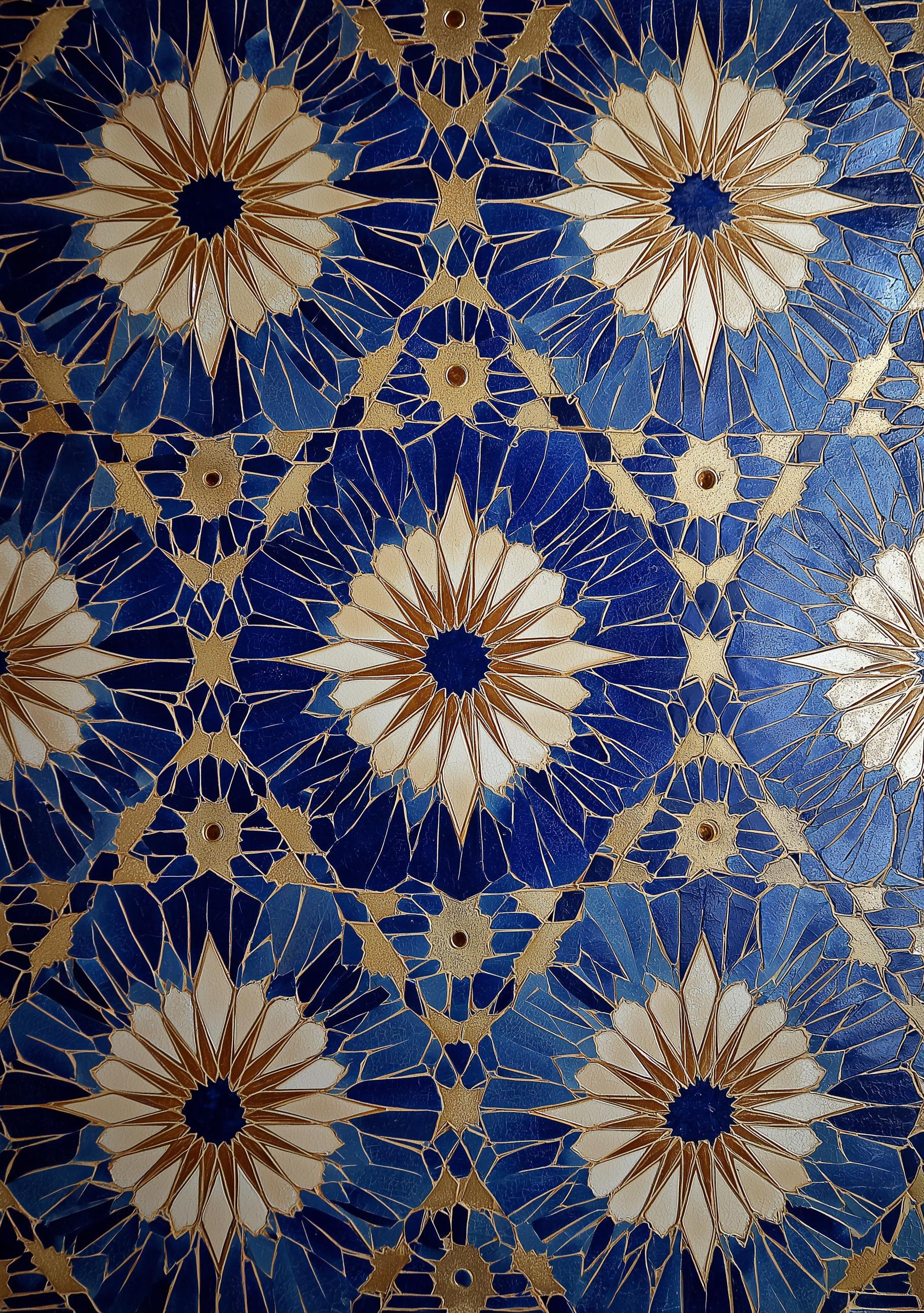 Blue Moroccan Tile Wall Art Print, Geometric Pattern Poster, Mediterranean Decor, Boho Coastal Blue Artwork (Framed Option)