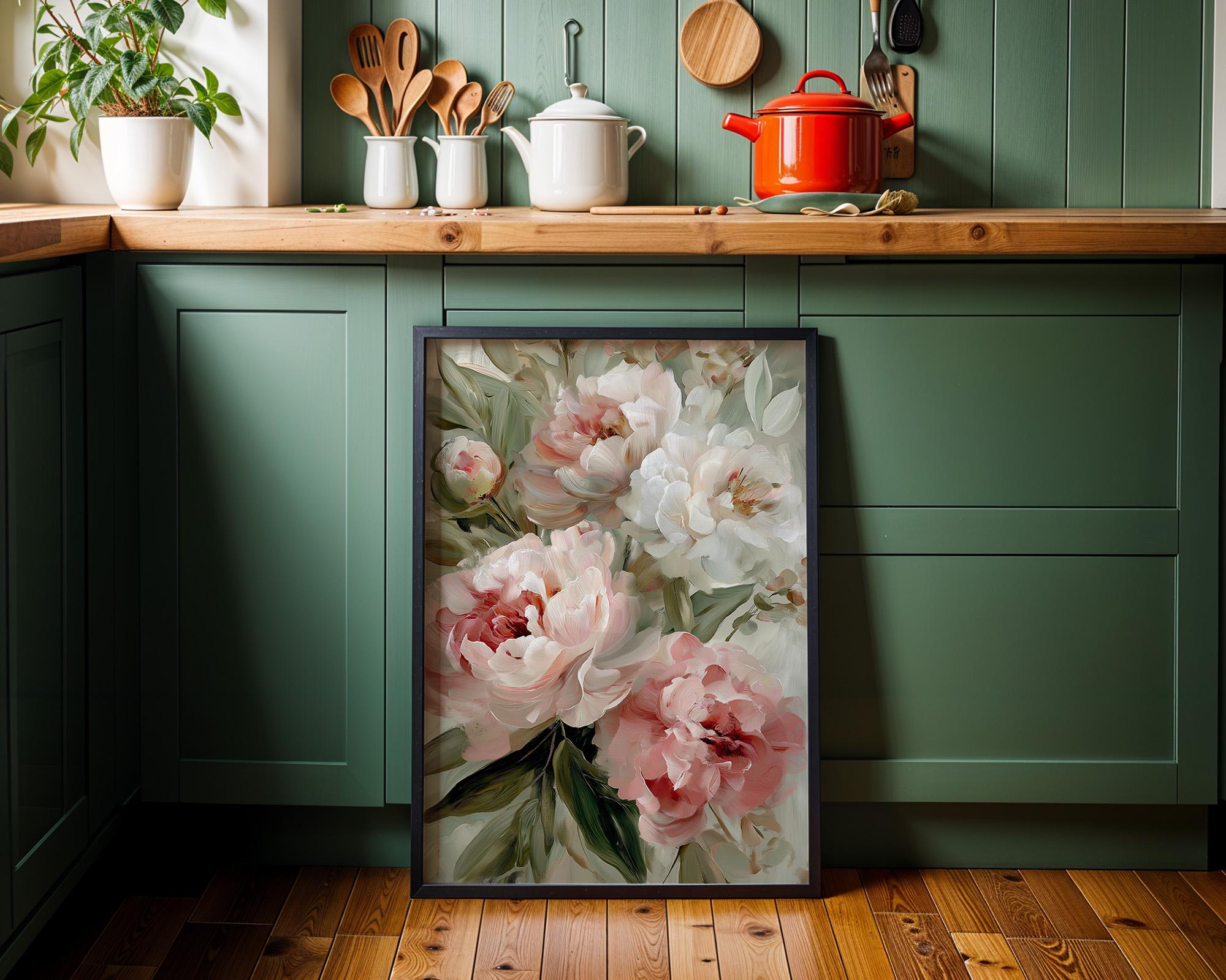 Soft Blush Southwest Floral Neutral Peony Modern Desert Boho Wall Art