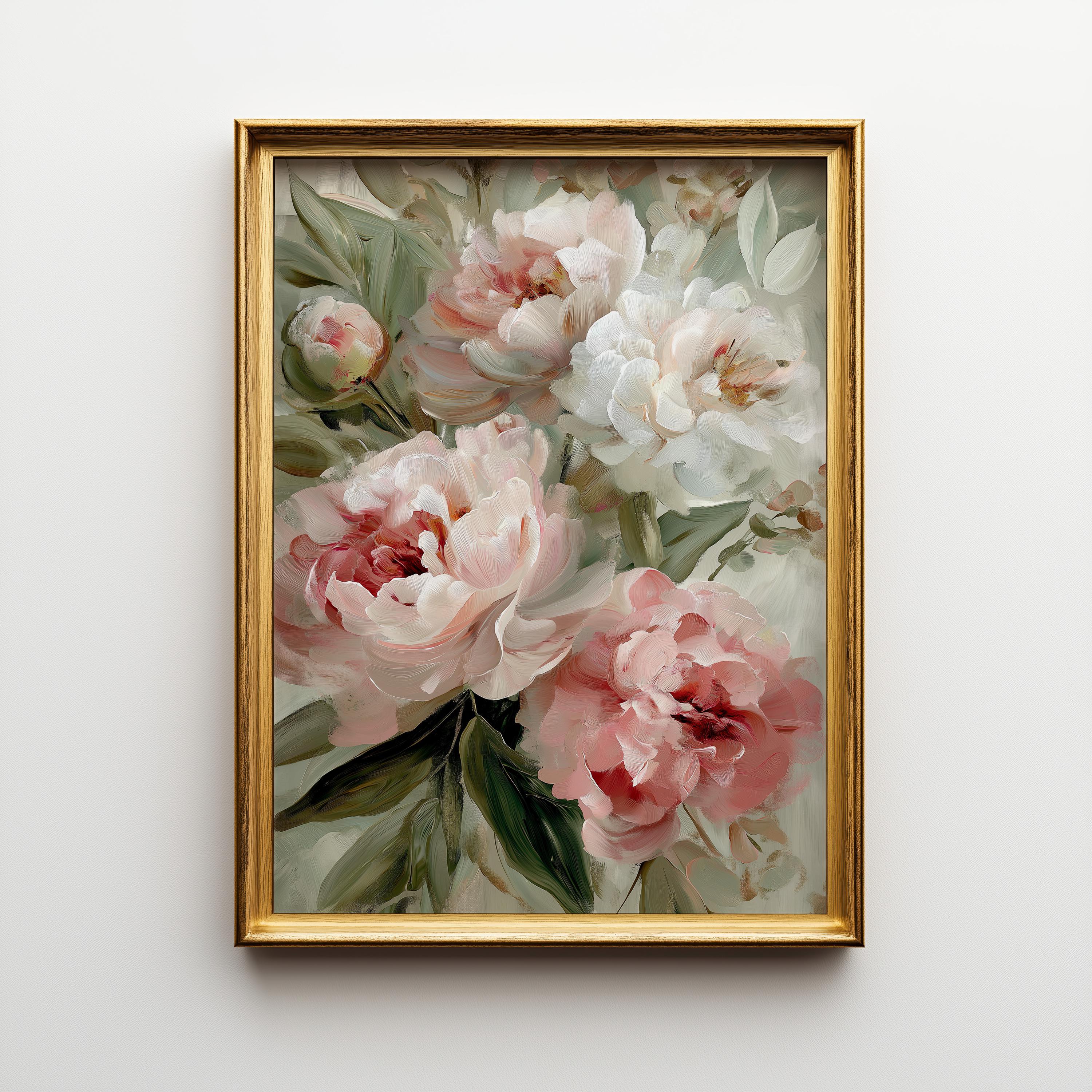 Soft Blush Southwest Floral Neutral Peony Modern Desert Boho Wall Art