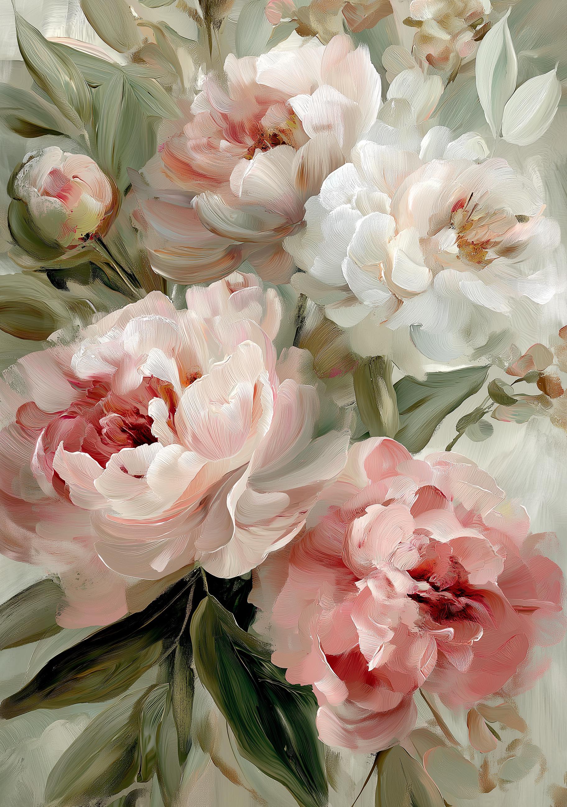 Soft Blush Southwest Floral Neutral Peony Modern Desert Boho Wall Art