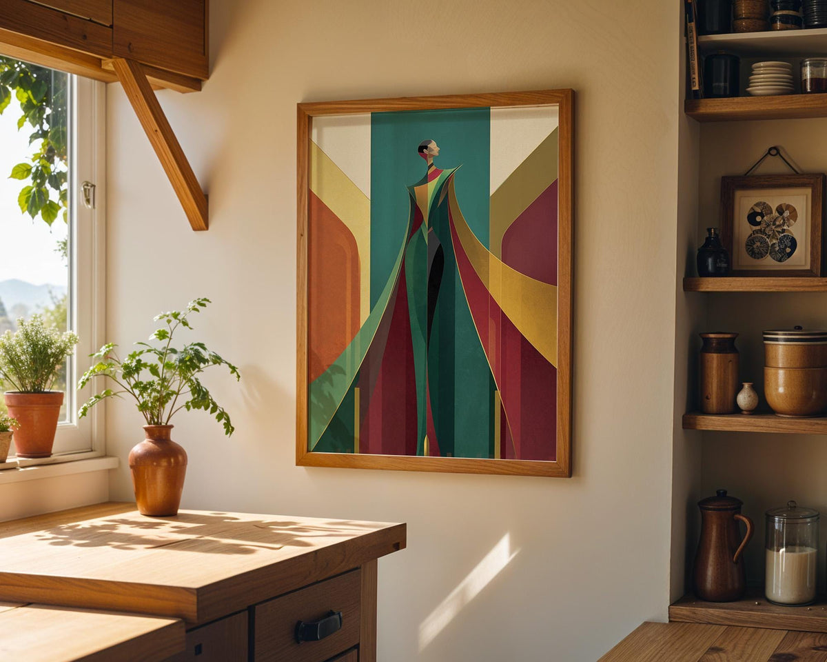 Art Deco Woman Elegant Fashion Geometric Figure Wall Art