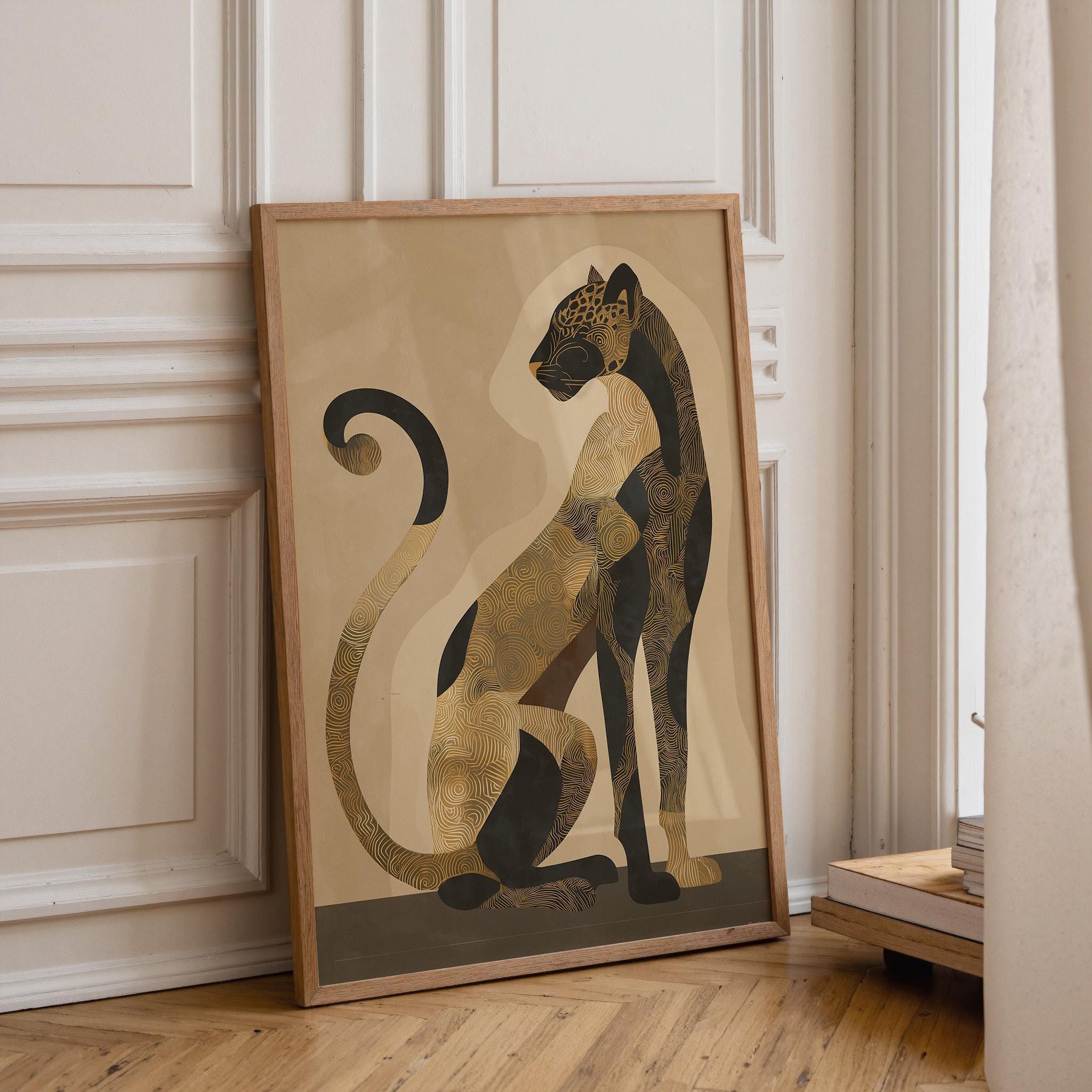 Black and Gold Art Deco Leopard Wall Art by The Wall Art Studio
