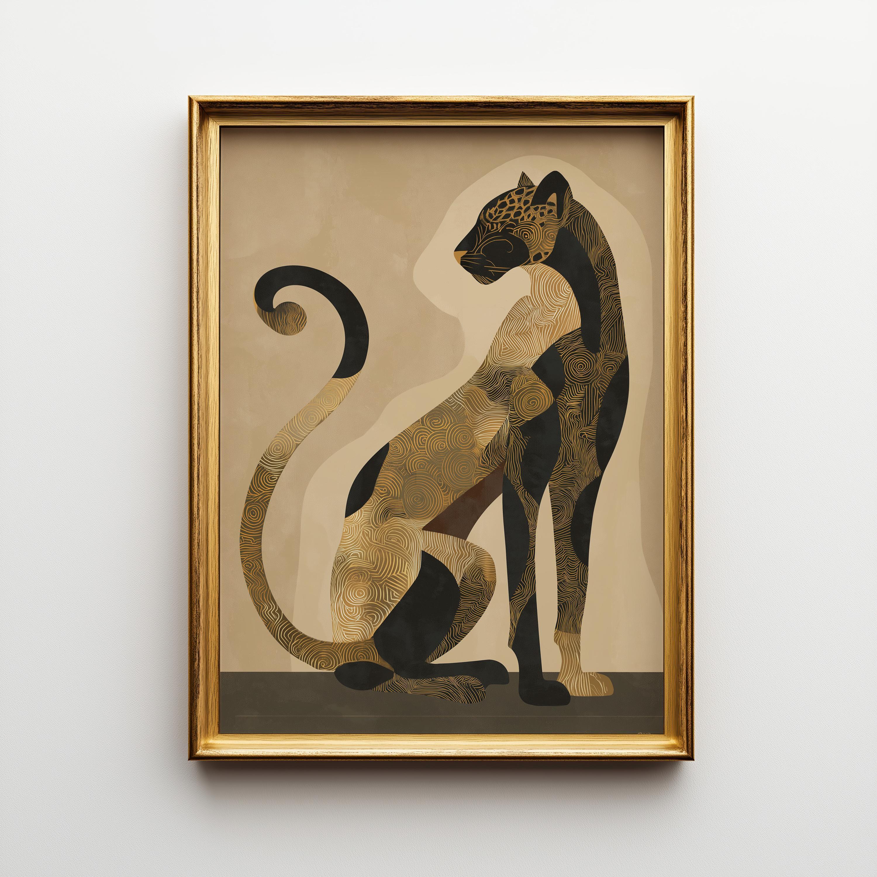 Black and Gold Leopard Art Deco Animal Safari Wall Art by The Wall Art Studio
