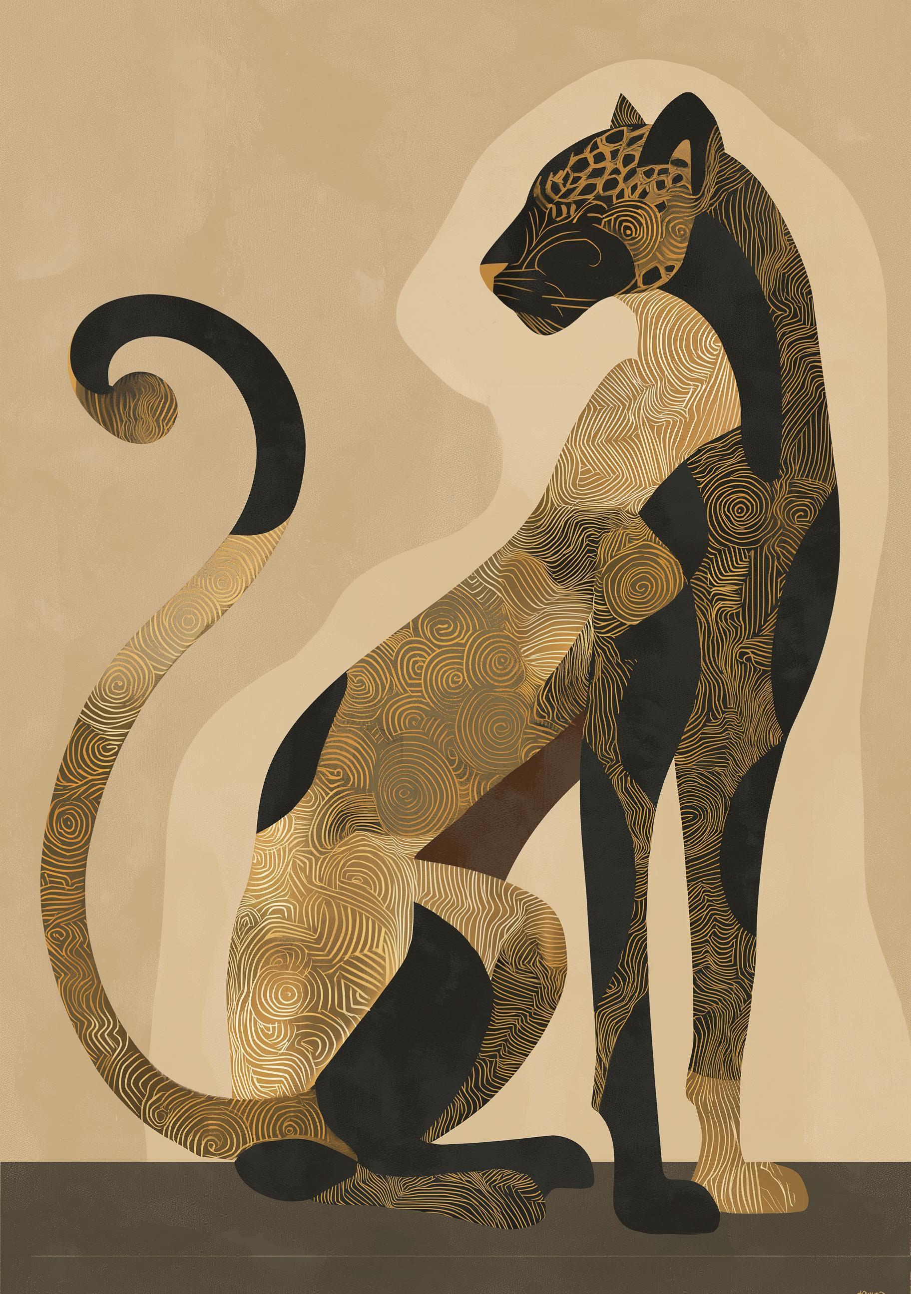 Black and Gold Leopard Art Deco Animal Safari Wall Art by The Wall Art Studio
