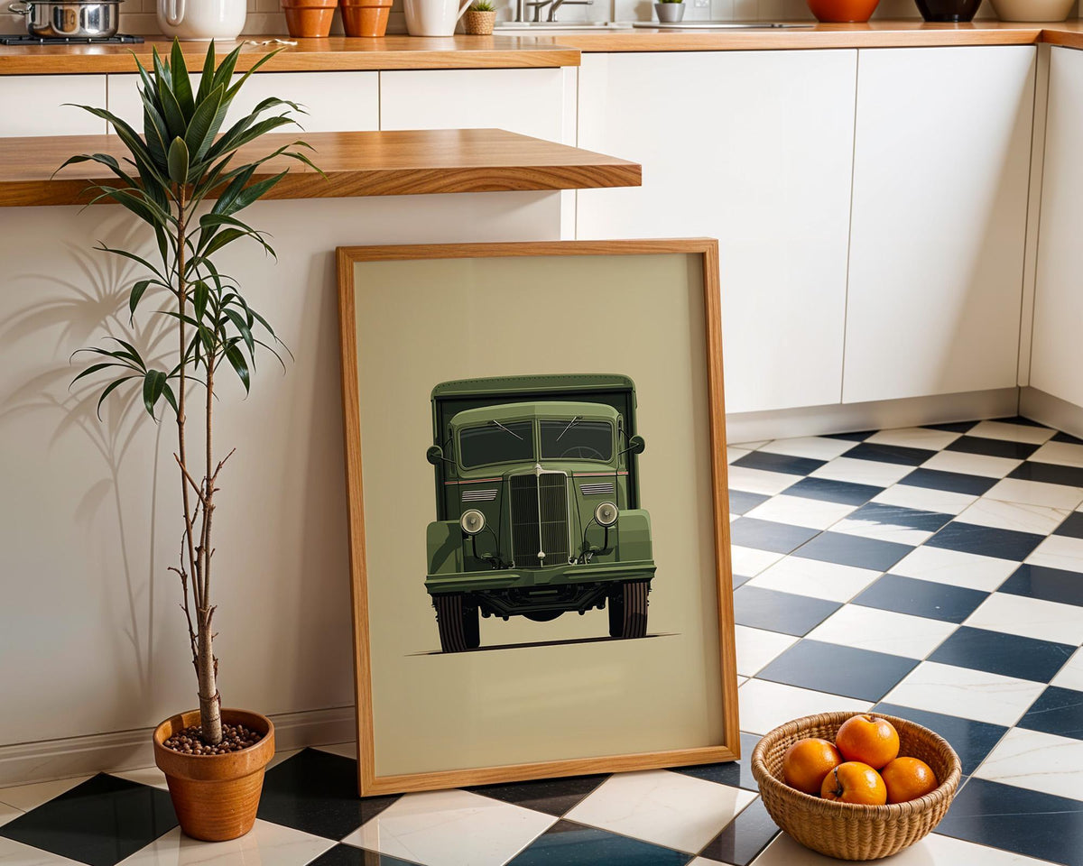 Army Vehicle Vintage Military Truck Classic Green Lorry Wall Art by The Wall Art Studio