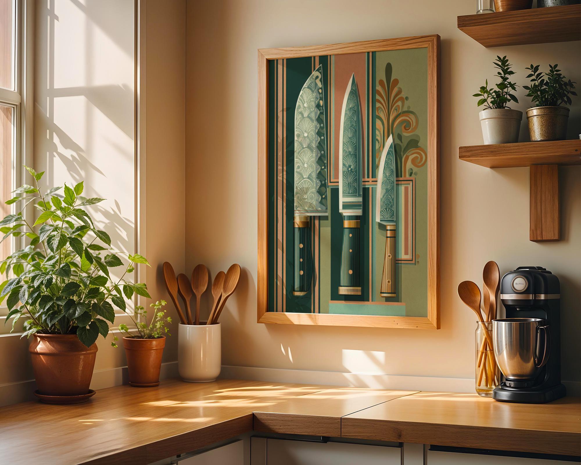 Art Deco Kitchen Knife Vintage Culinary Wall Art by The Wall Art Studio