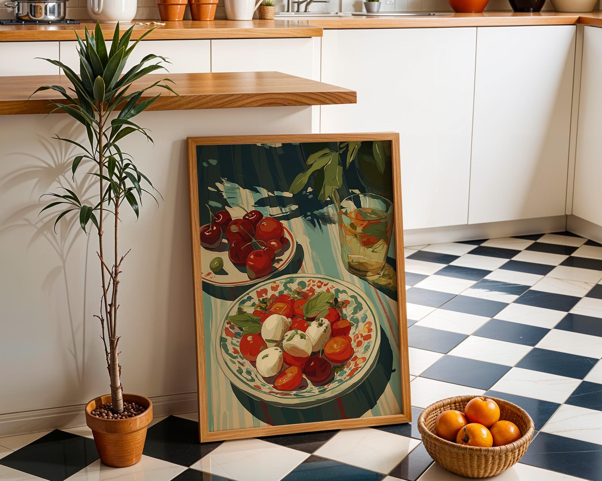 Mediterranean Kitchen Tomato Mozzarella Italian Food Wall Art