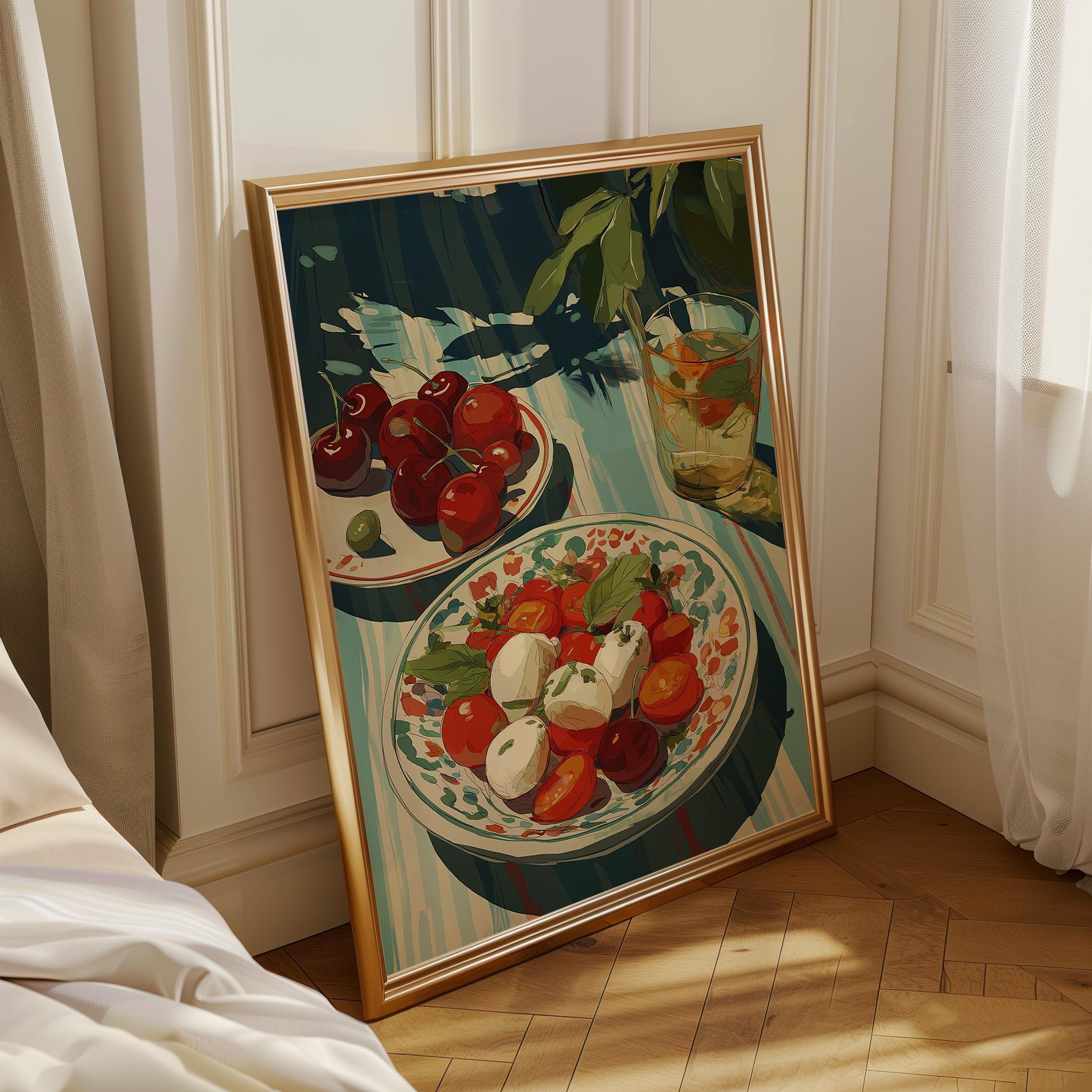 Mediterranean Kitchen Tomato Mozzarella Italian Food Wall Art