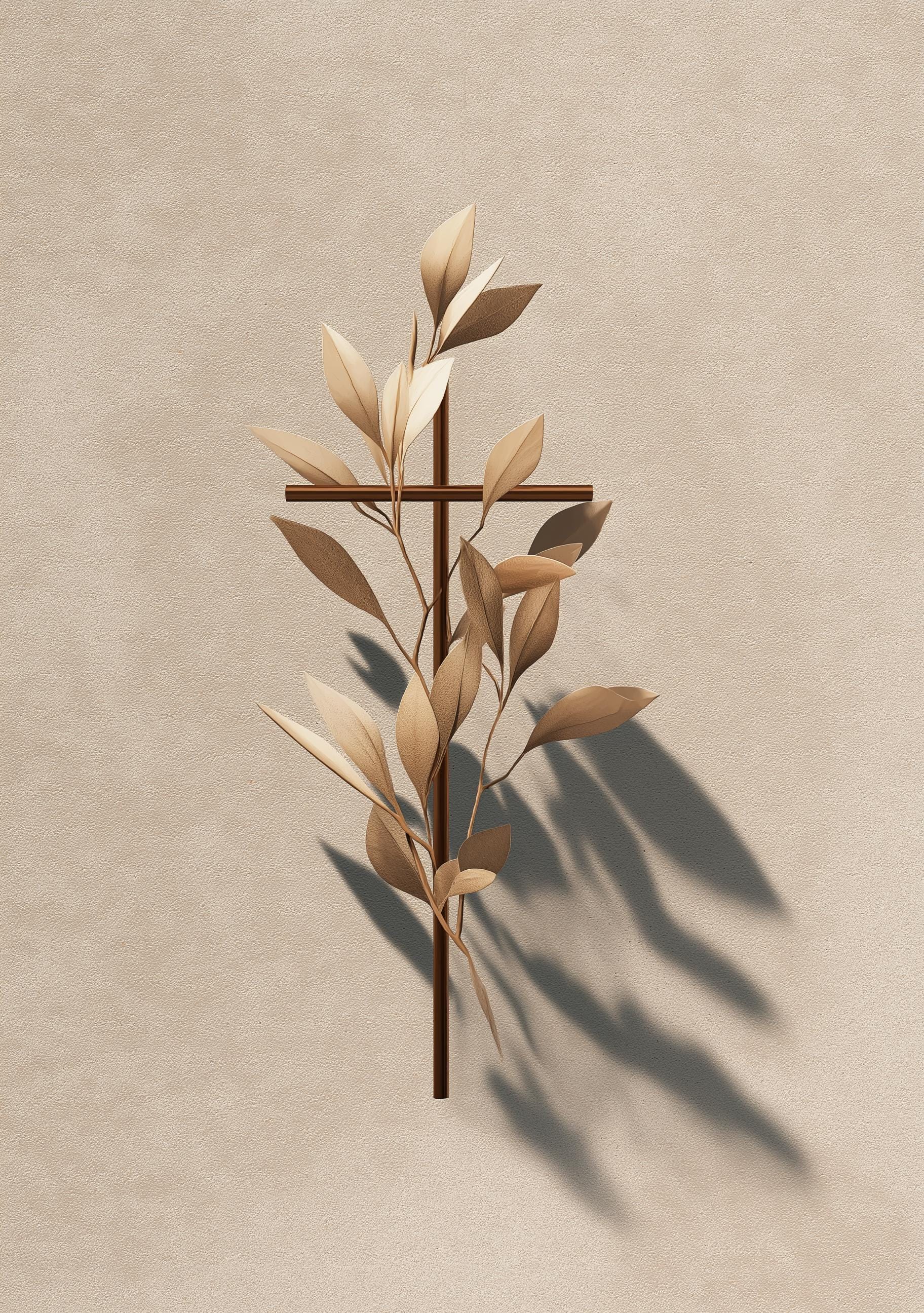 Christian Botanical Cross Minimalist Religious Wall Art by The Wall Art Studio