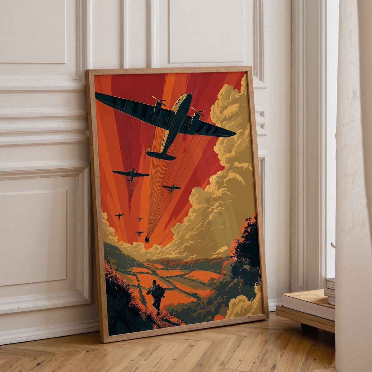 Retro Airborne Assault Vintage Military Aviation Wall Art by The Wall Art Studio - physical
