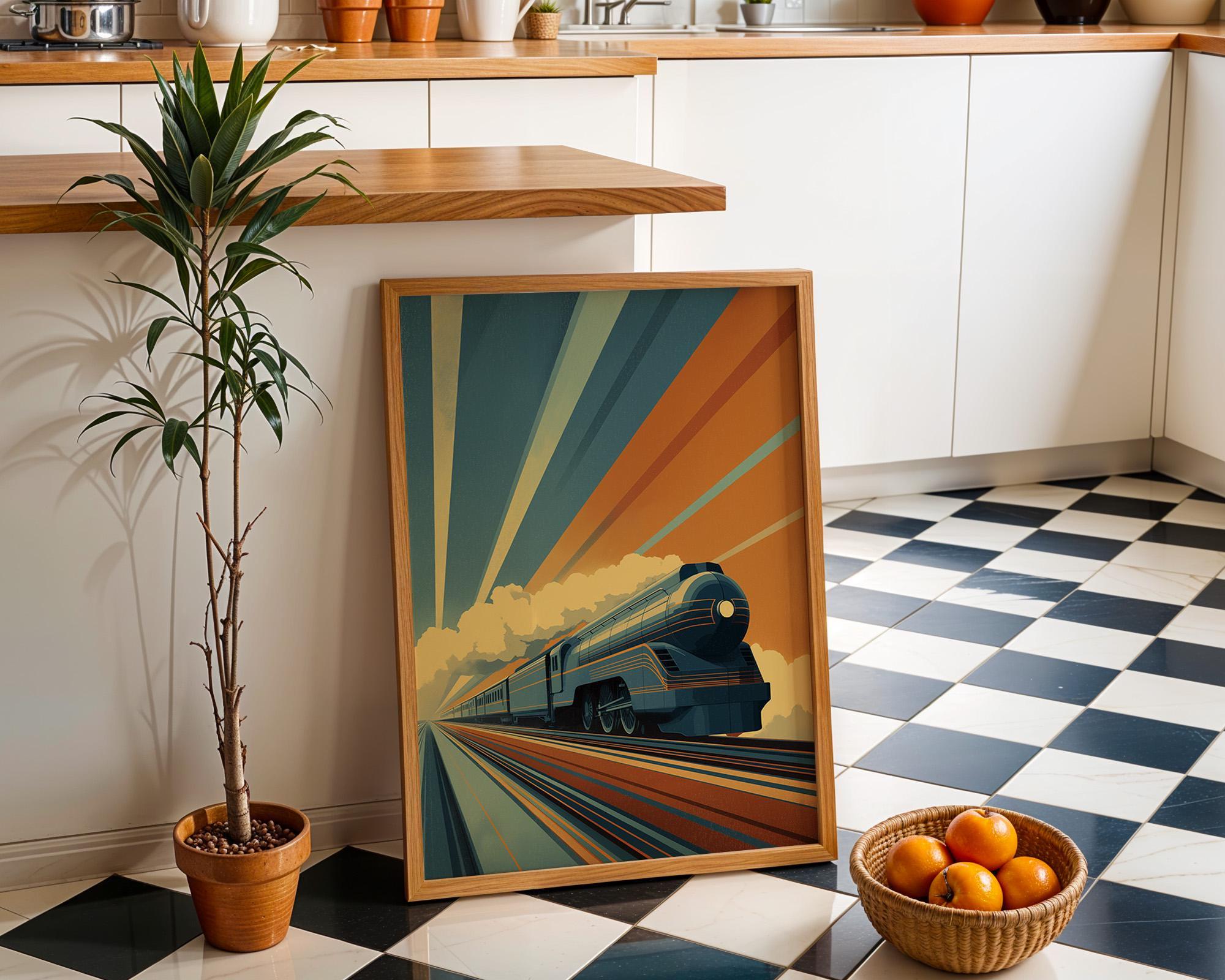 Art Deco Retro Train Streamline Railway Vintage Wall Art by The Wall Art Studio - physical