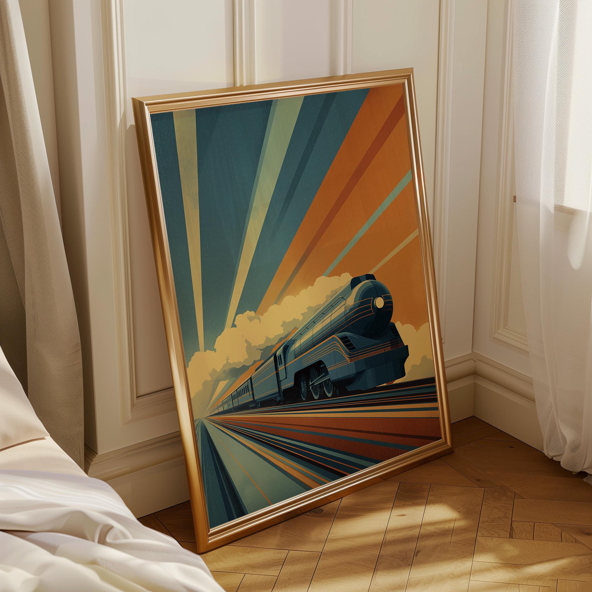 Art Deco Retro Train Streamline Railway Vintage Wall Art by The Wall Art Studio - physical
