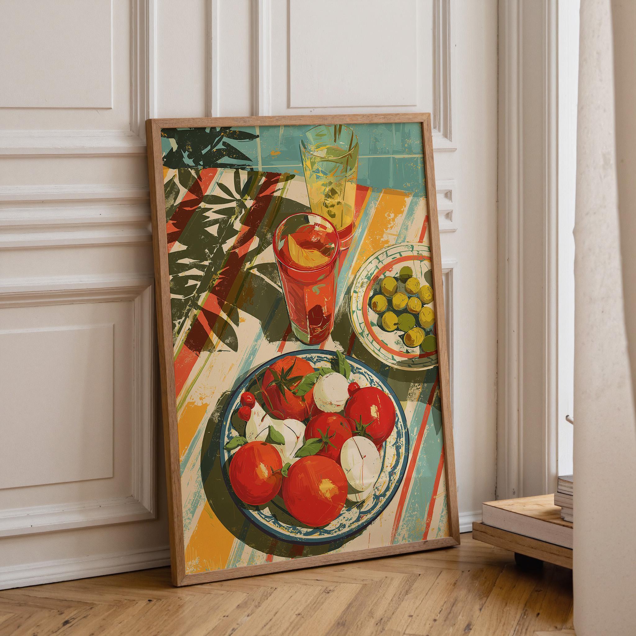 Mediterranean Kitchen Tomato Mozzarella Italian Food Wall Art