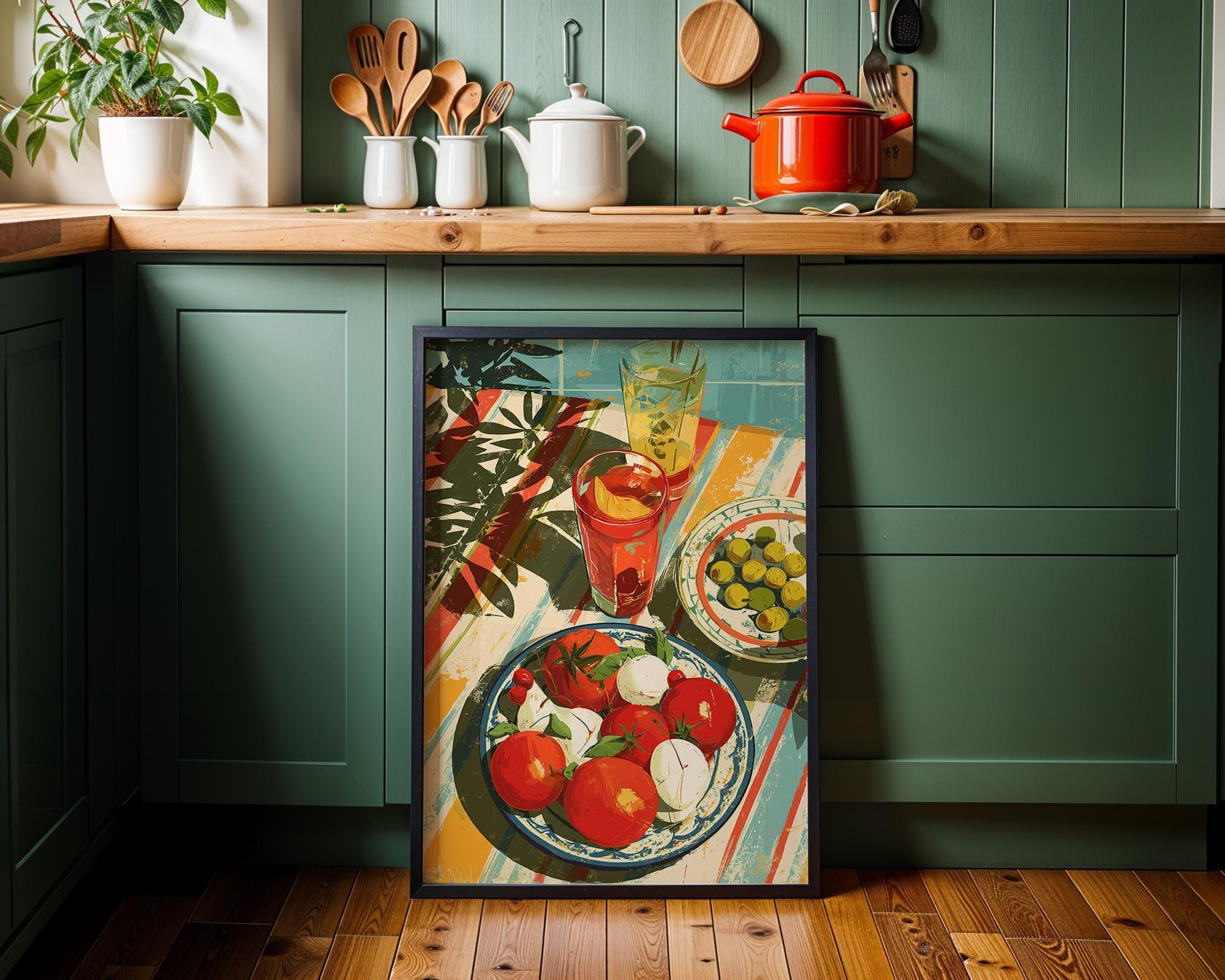Mediterranean Kitchen Tomato Mozzarella Italian Food Wall Art