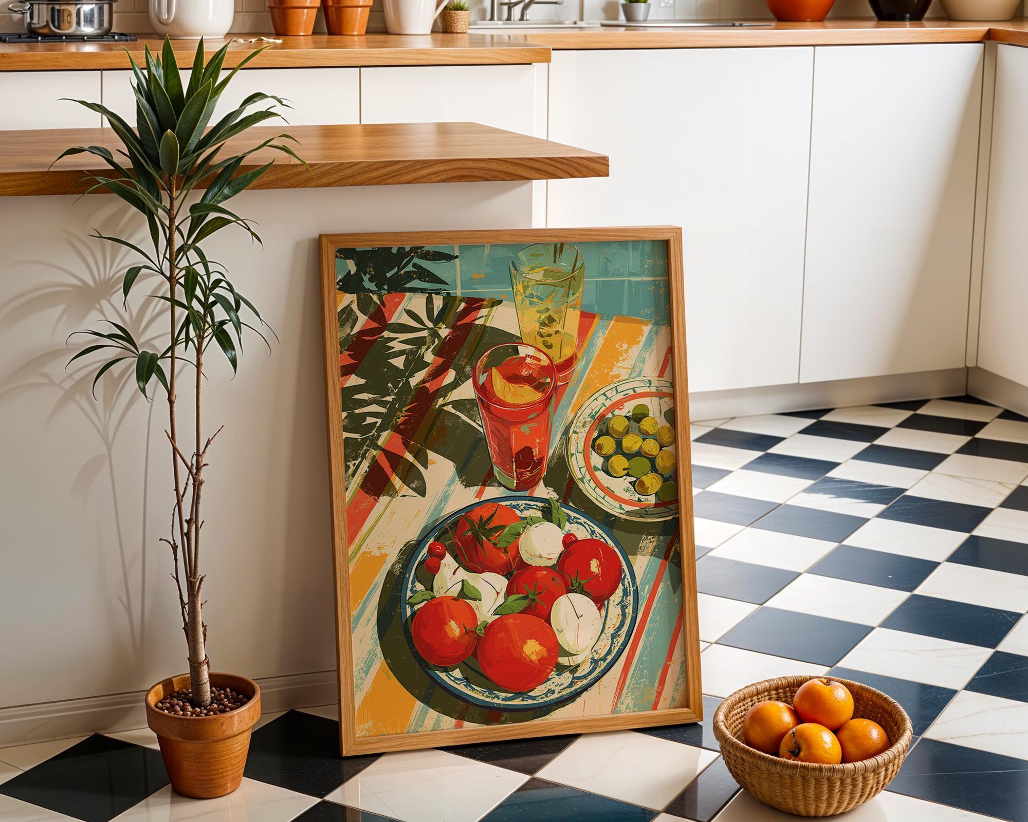 Mediterranean Kitchen Tomato Mozzarella Italian Food Wall Art