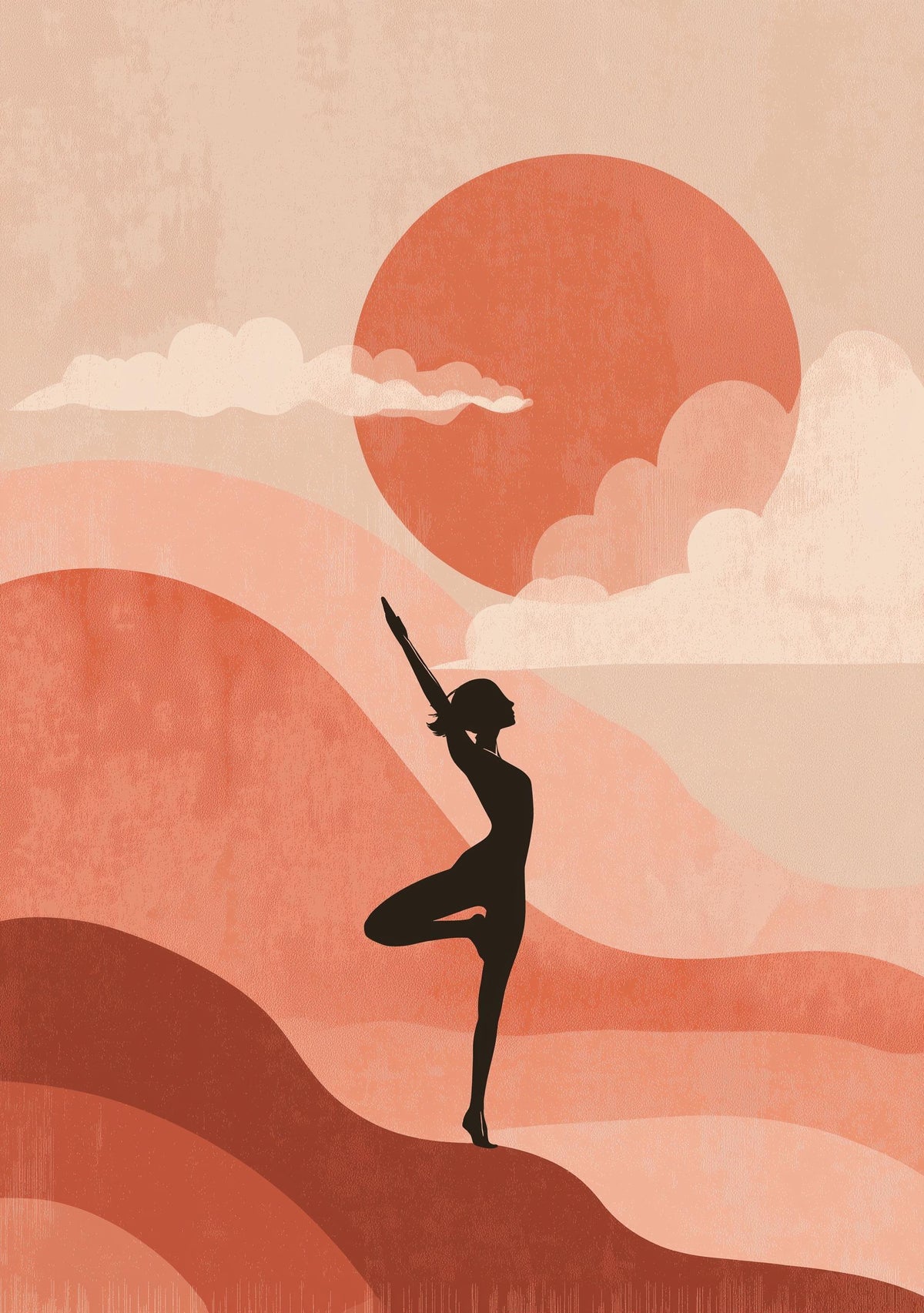 Pink Yoga Minimalist Meditation Boho Wellness Wall Art