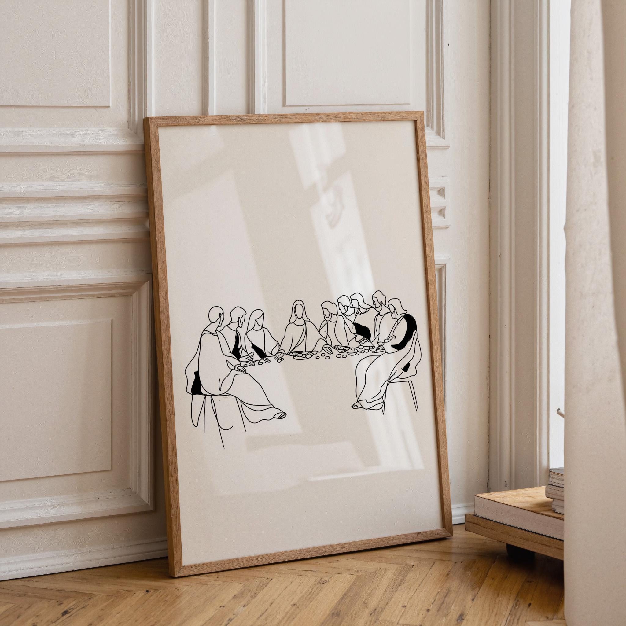 Last Supper Line Art Minimalist Christian Wall Art by The Wall Art Studio