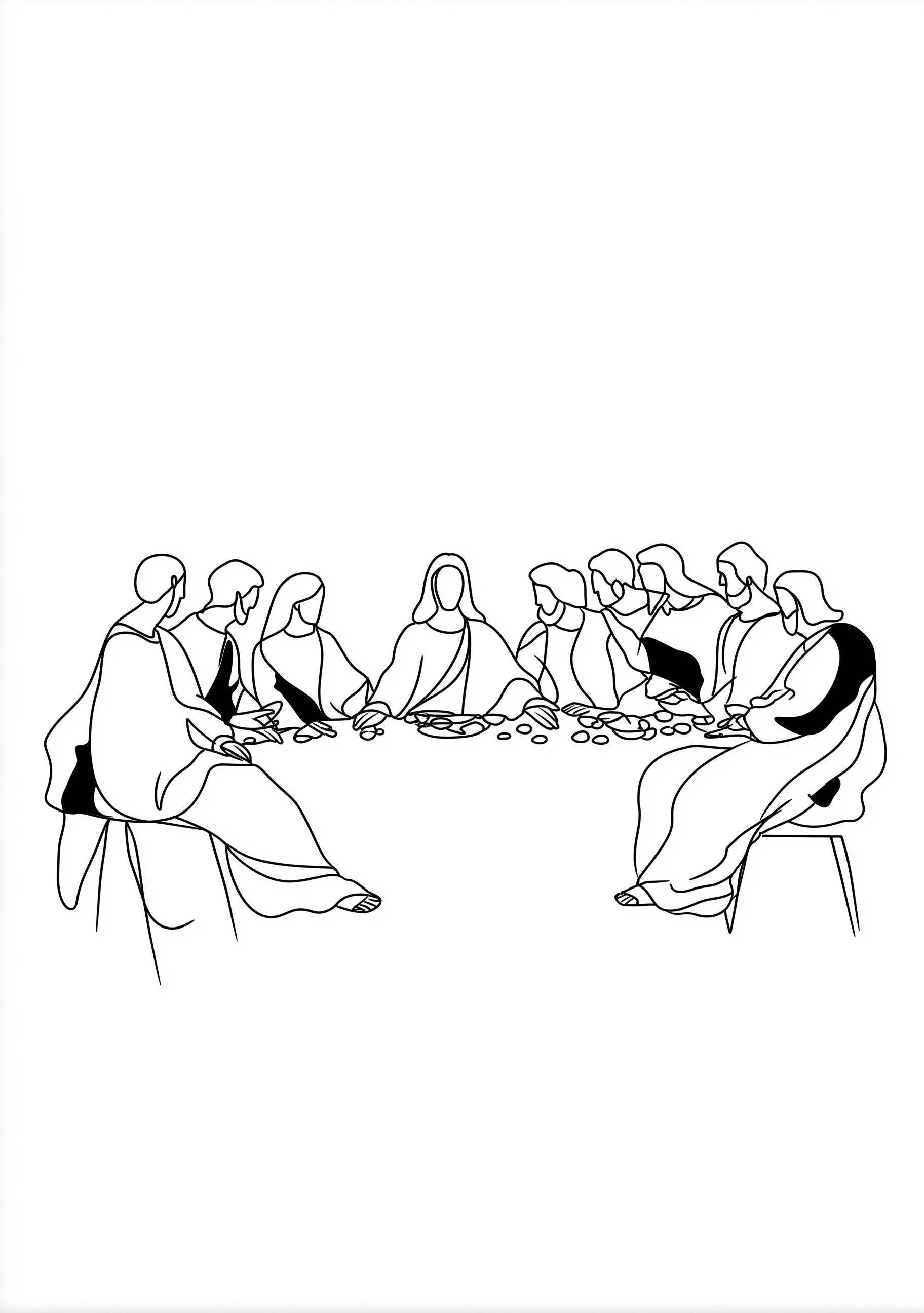 Last Supper Line Art Minimalist Christian Wall Art by The Wall Art Studio