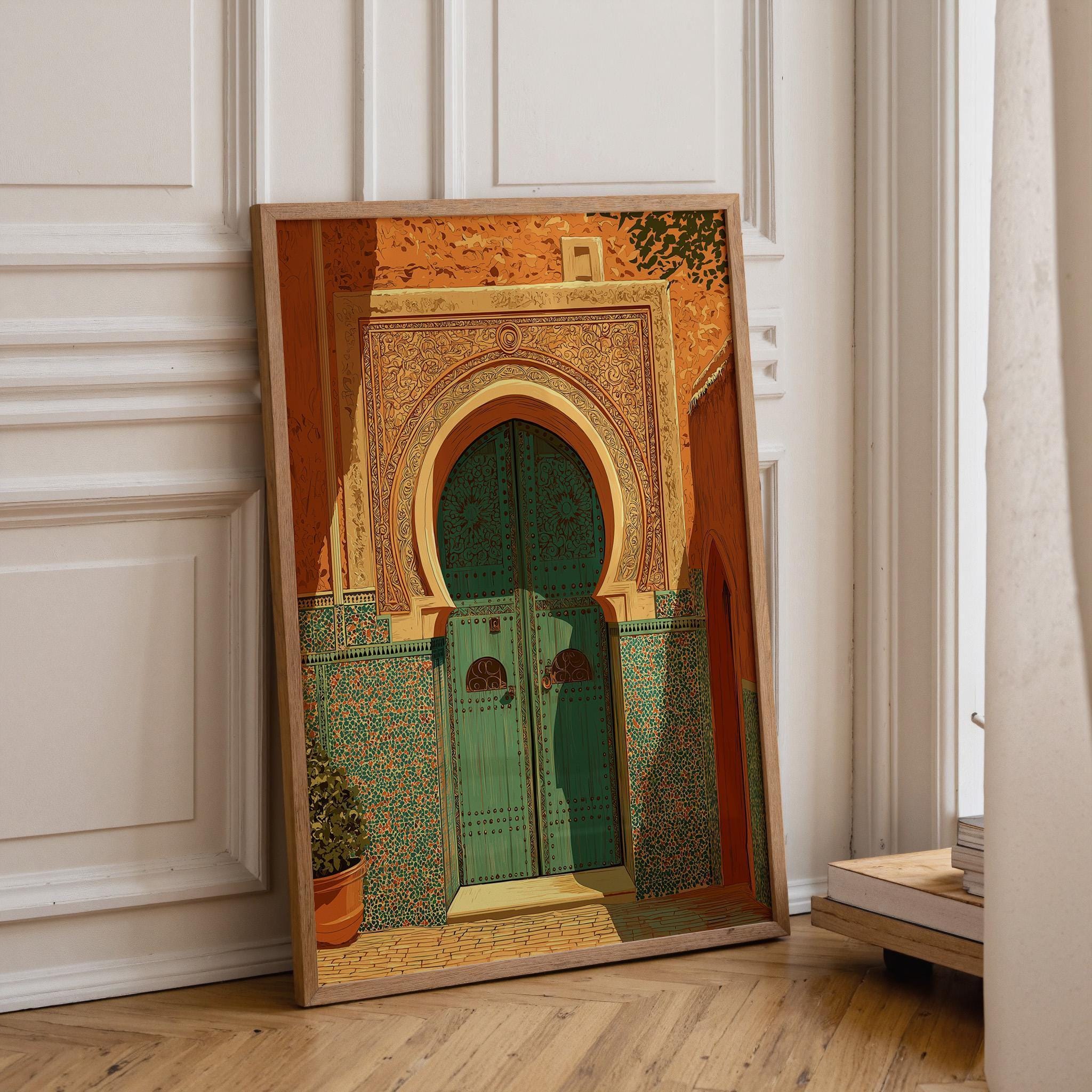 Moroccan Green Door Marrakech Architecture Wall Art by The Wall Art Studio