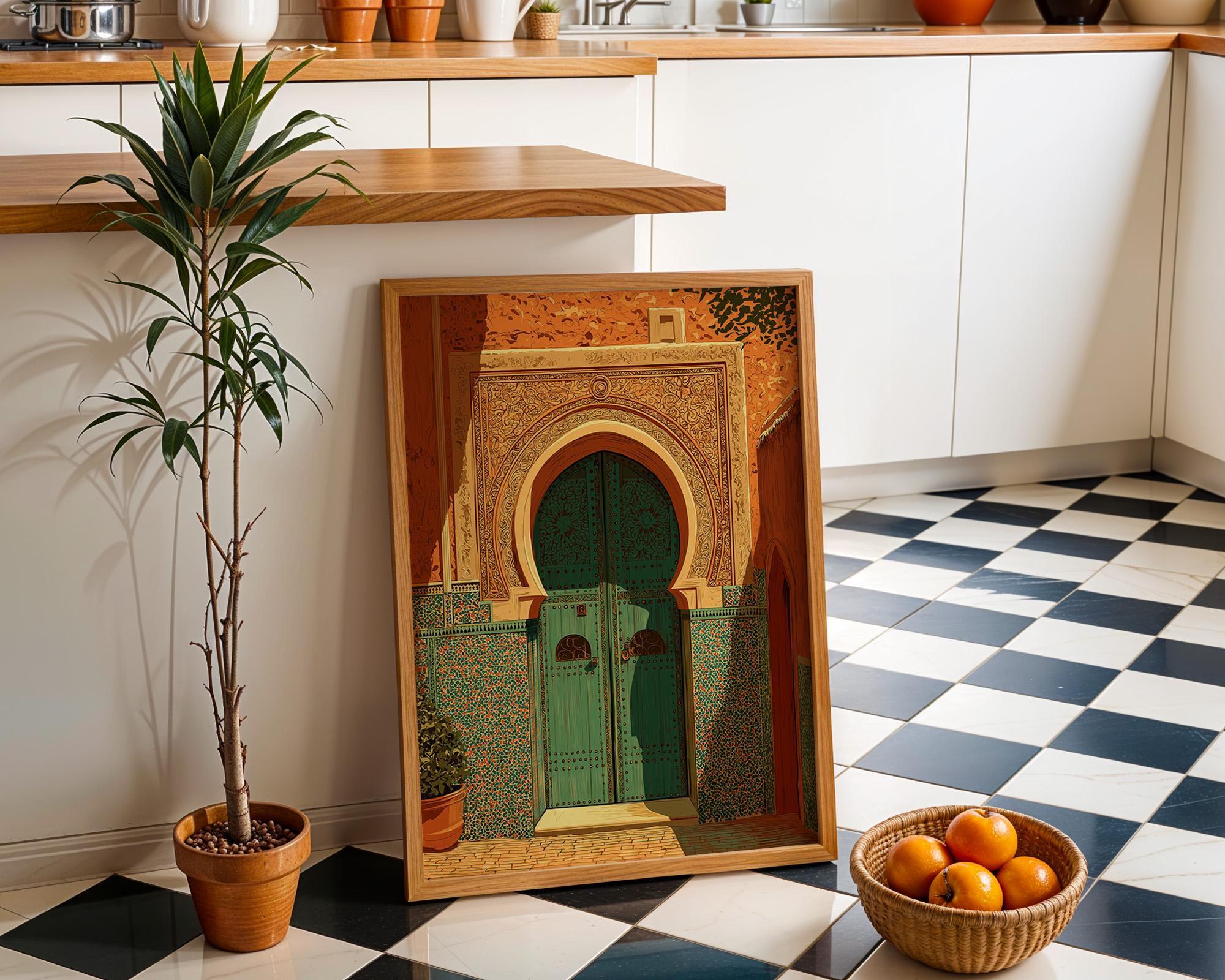 Moroccan Green Door Marrakech Architecture Wall Art by The Wall Art Studio