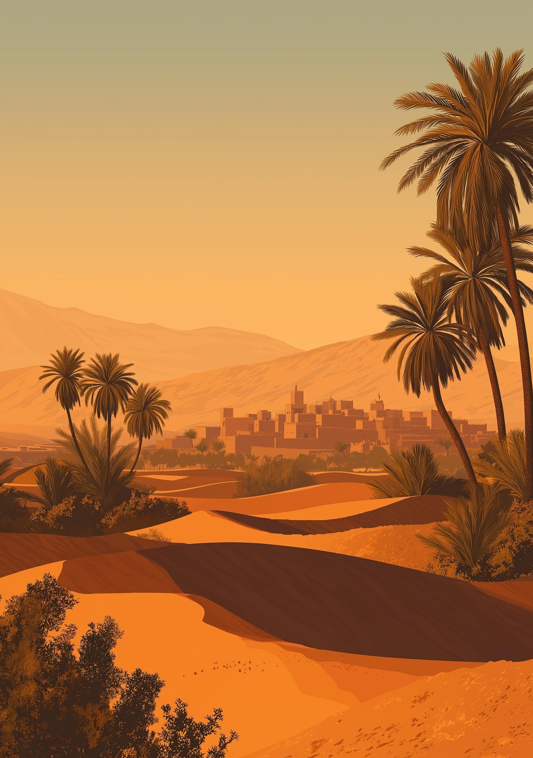 Moroccan Desert Landscape Sahara Sunset Wall Art by The Wall Art Studio