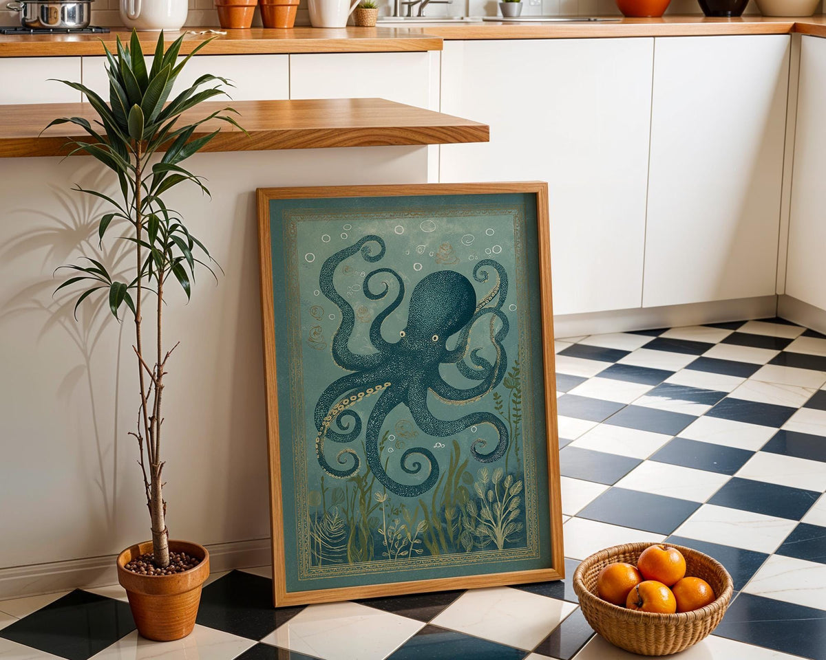 Octopus Coastal Ocean Nautical Decor Sea Life Wall Art