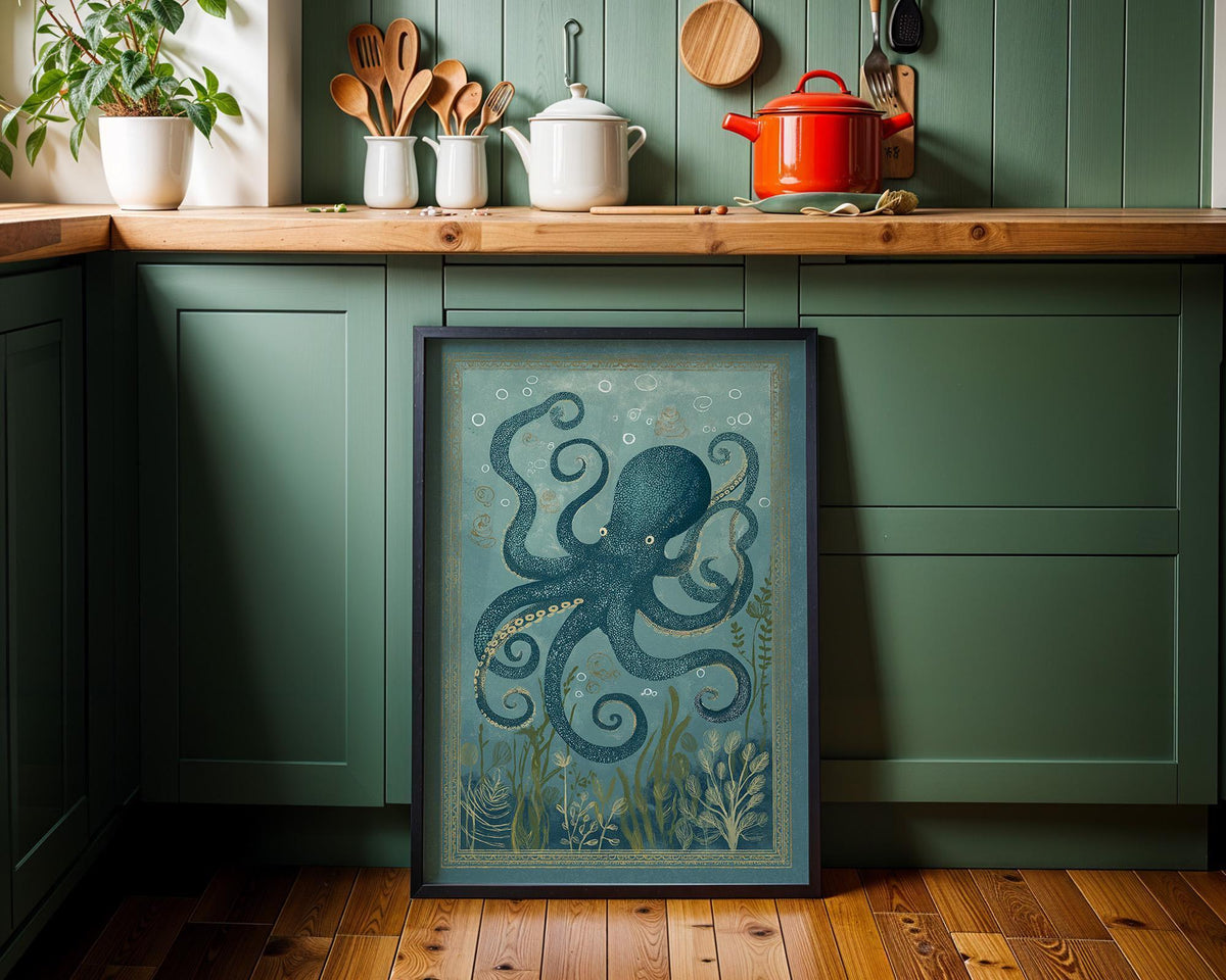 Octopus Coastal Ocean Nautical Decor Sea Life Wall Art