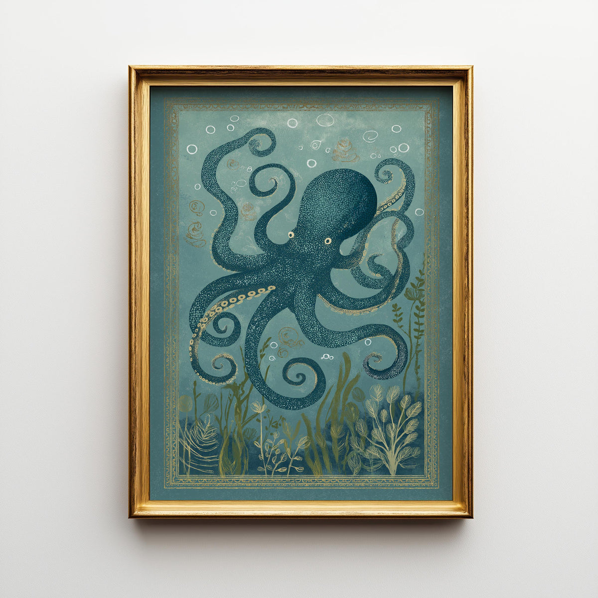 Octopus Coastal Ocean Nautical Decor Sea Life Wall Art