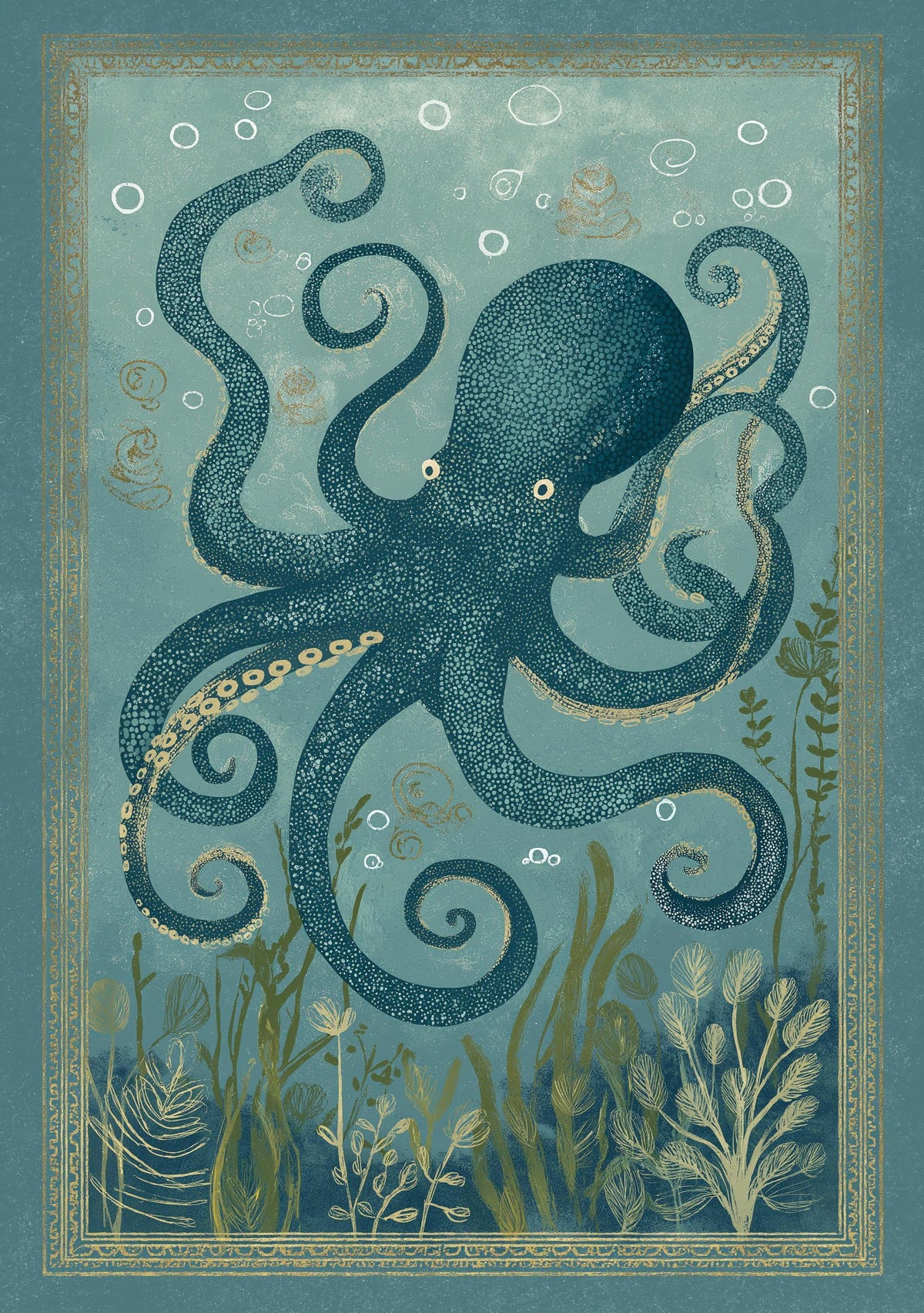 Octopus Coastal Ocean Nautical Decor Sea Life Wall Art