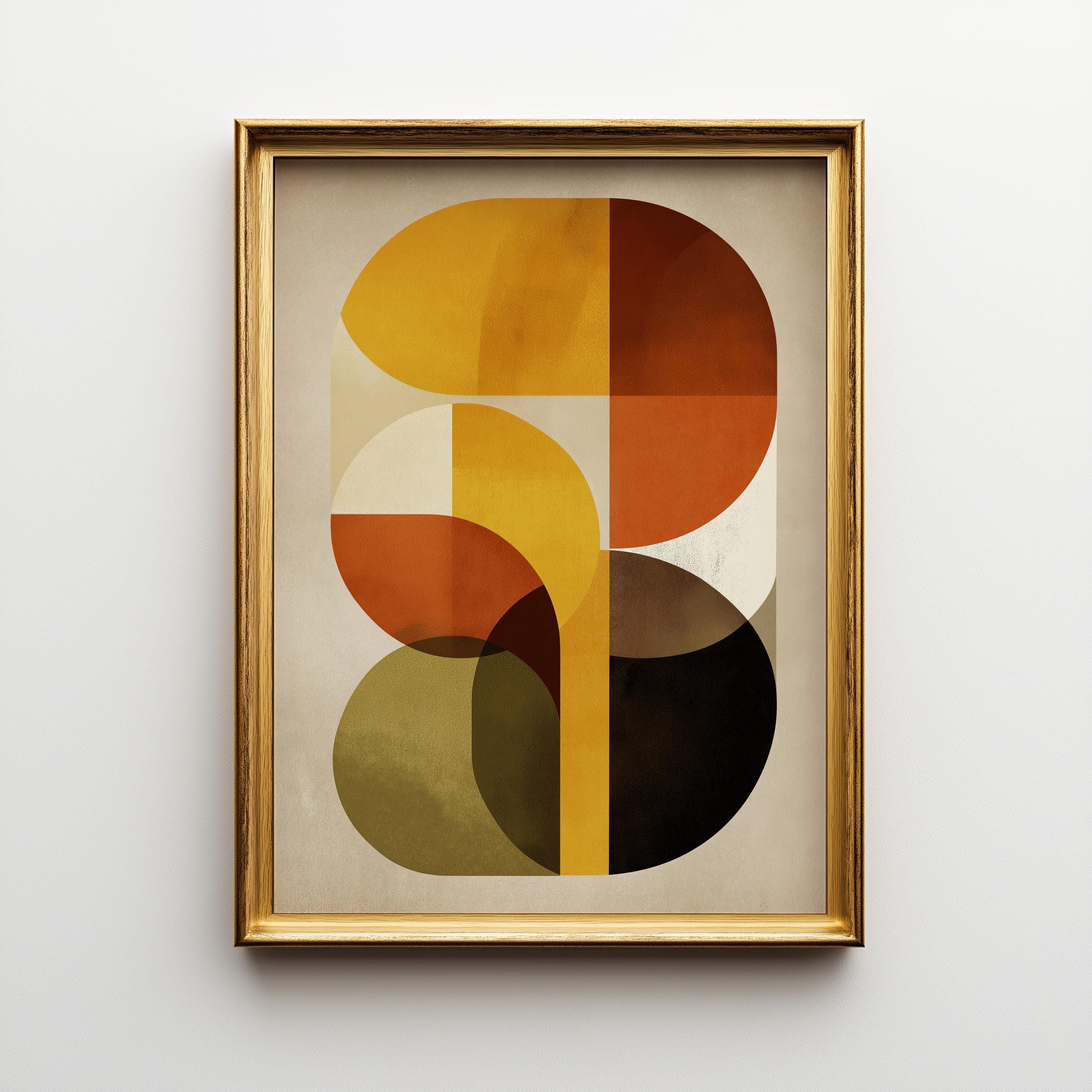 Mid-Century Modern Retro Abstract Geometric Wall Art by The Wall Art Studio - physical