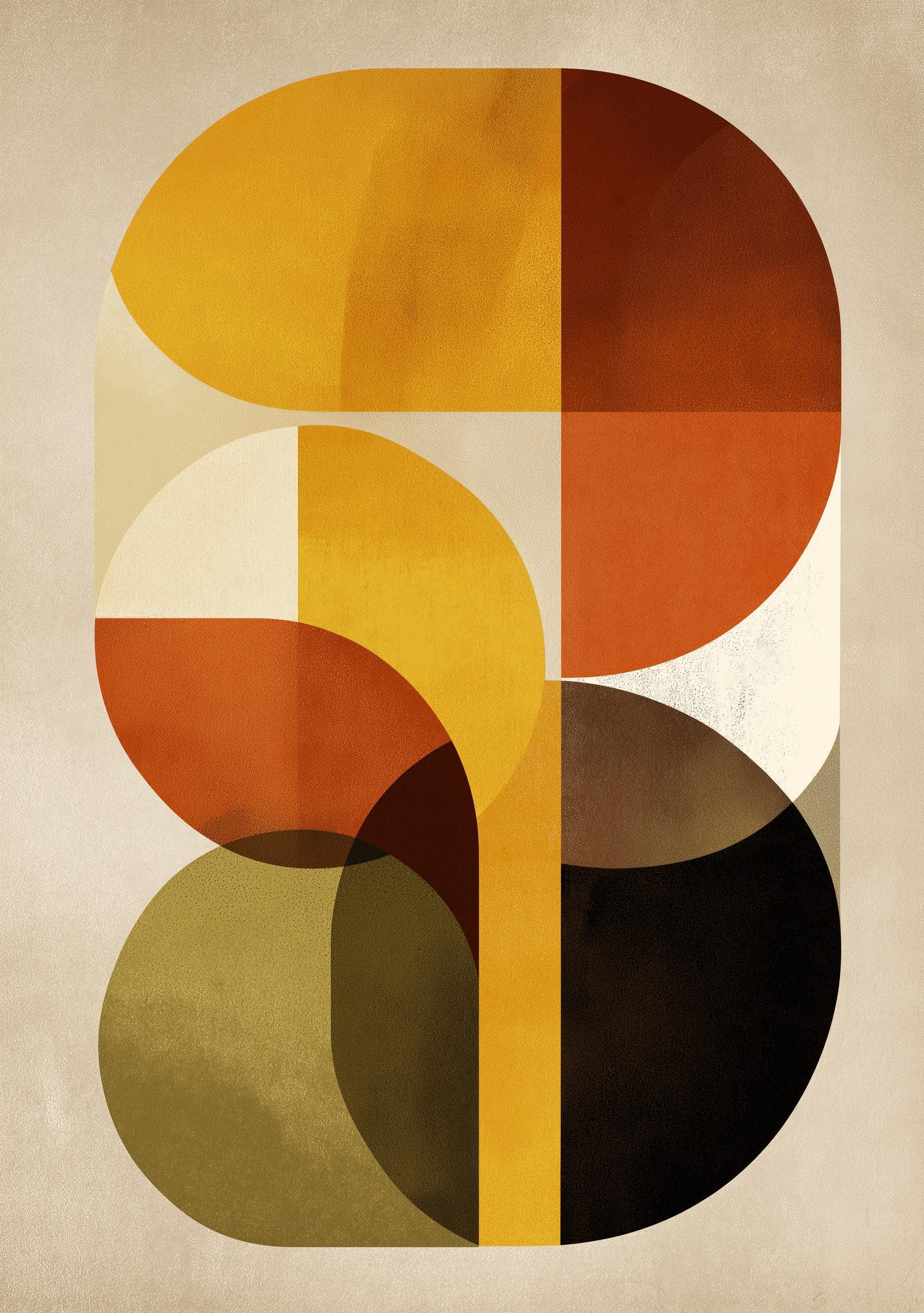 Mid-Century Modern Retro Abstract Geometric Wall Art by The Wall Art Studio - physical