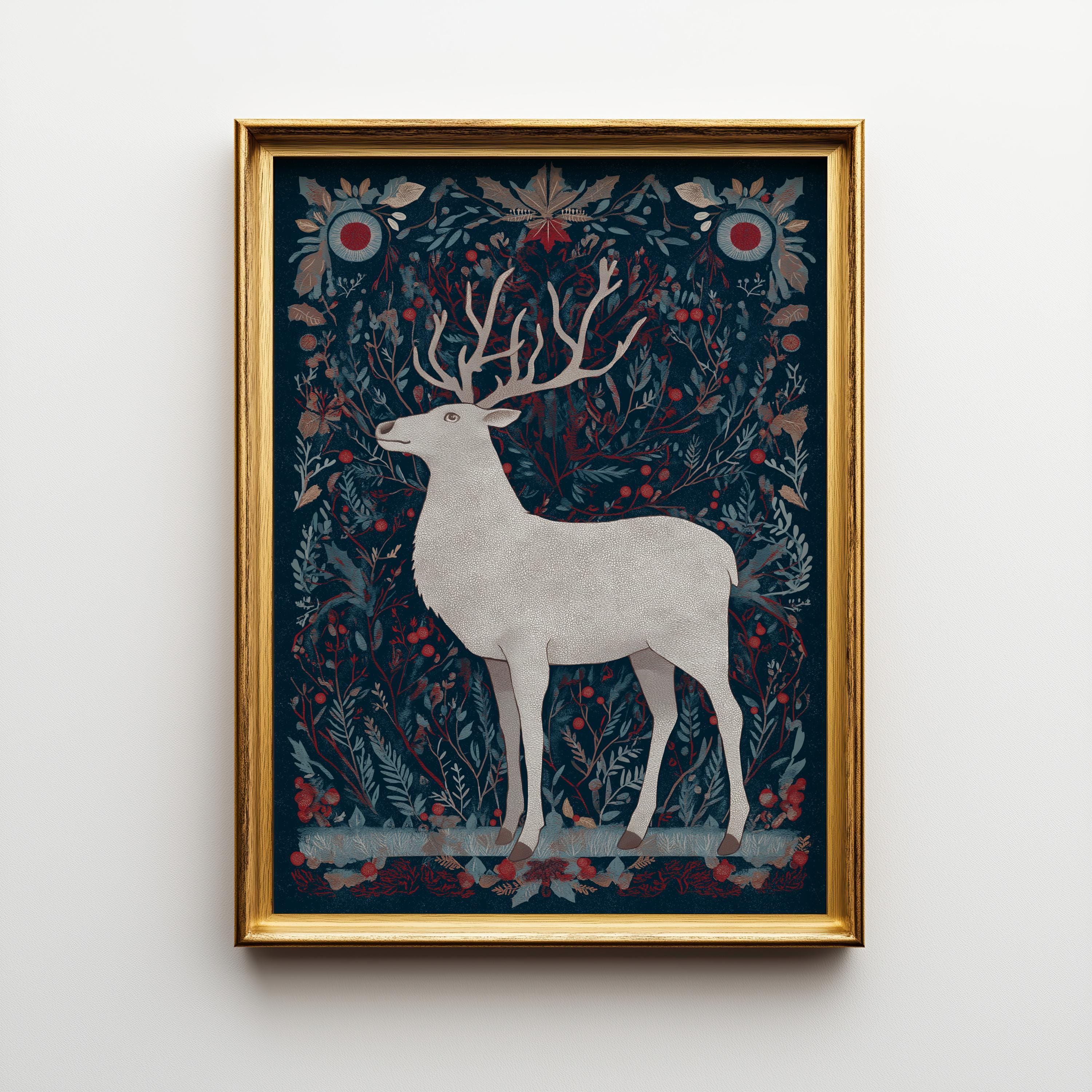 Scandinavian Christmas Nordic Reindeer Wall Art by The Wall Art Studio