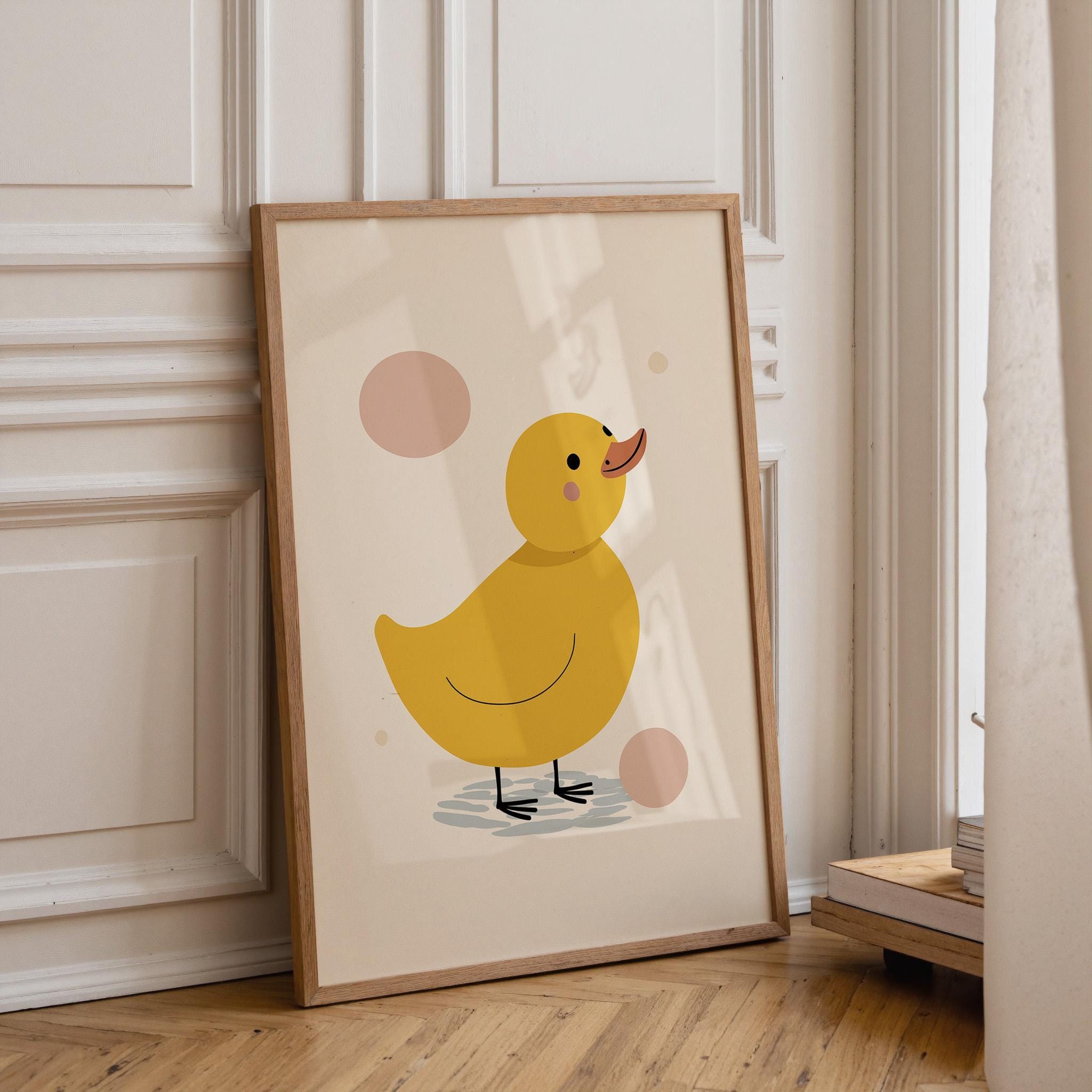 Minimalist Yellow Duck Scandinavian Baby Room Nursery Wall Art by The Wall Art Studio