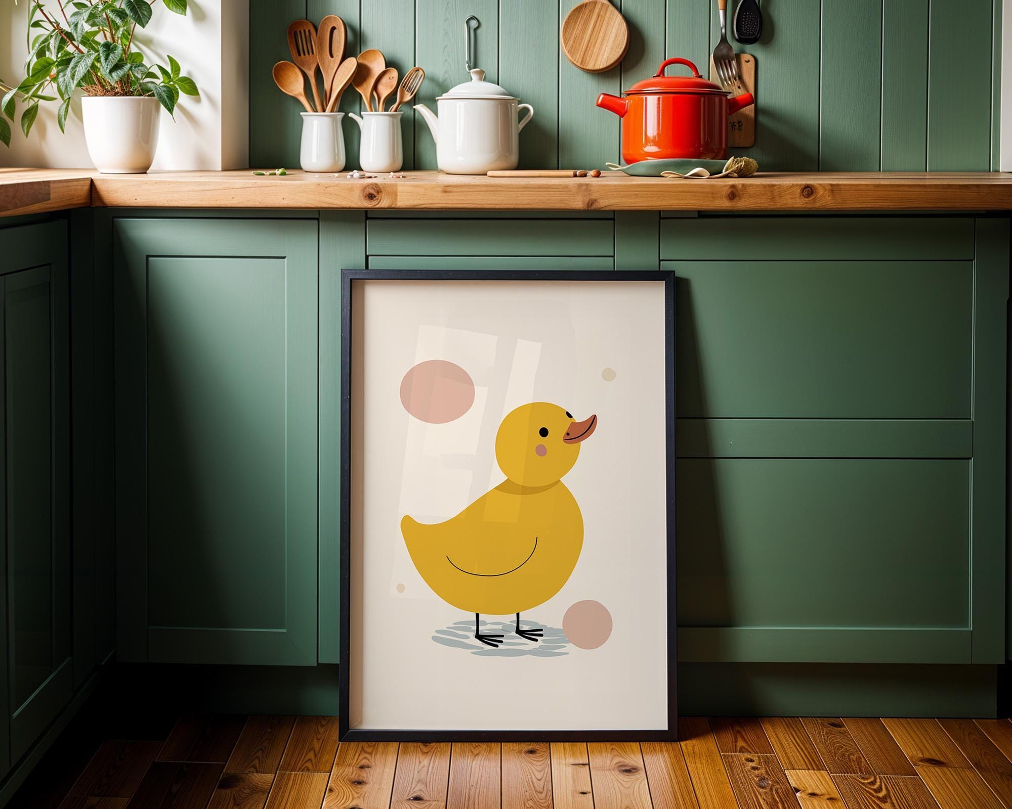 Minimalist Yellow Duck Scandinavian Baby Room Nursery Wall Art by The Wall Art Studio