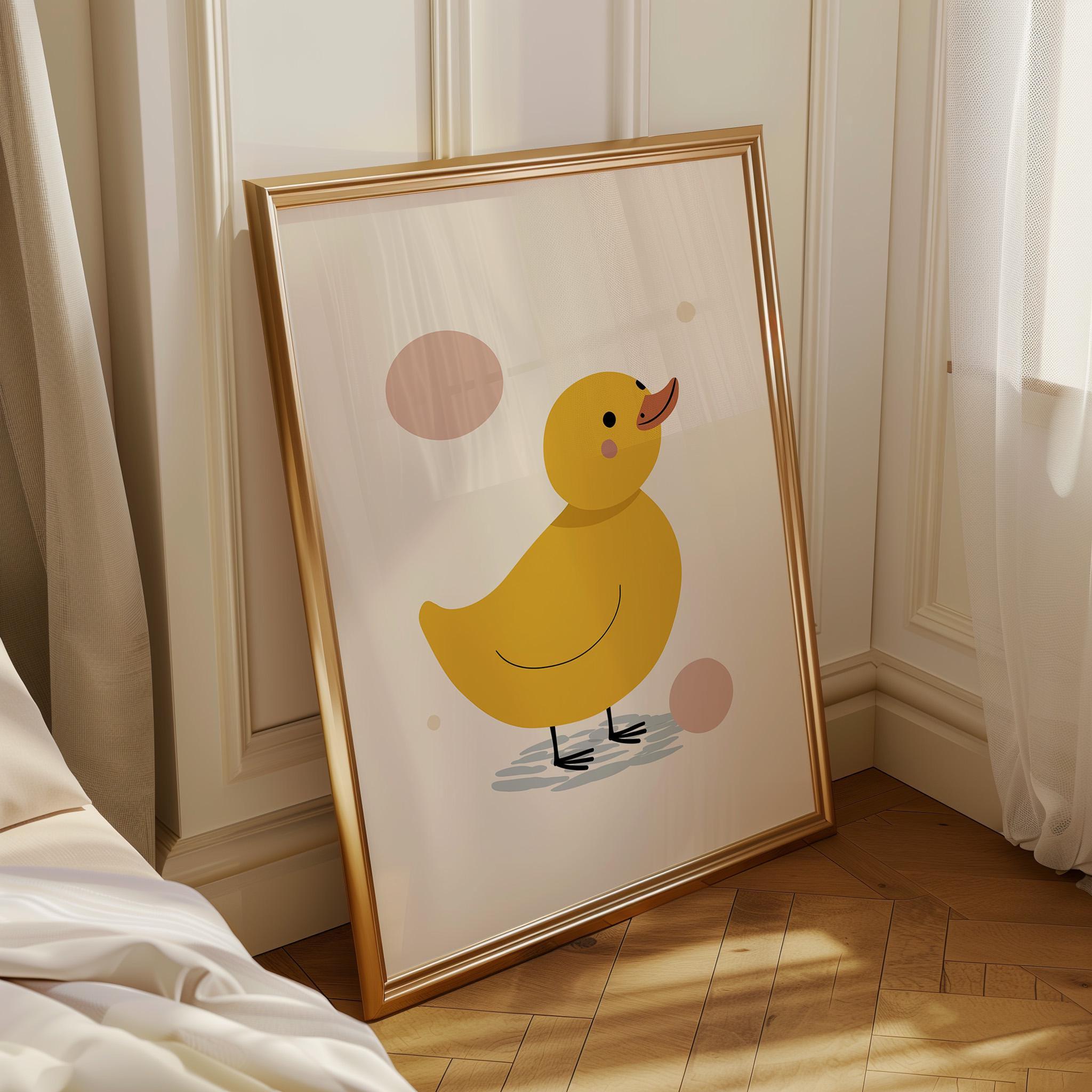 Minimalist Yellow Duck Scandinavian Baby Room Nursery Wall Art by The Wall Art Studio
