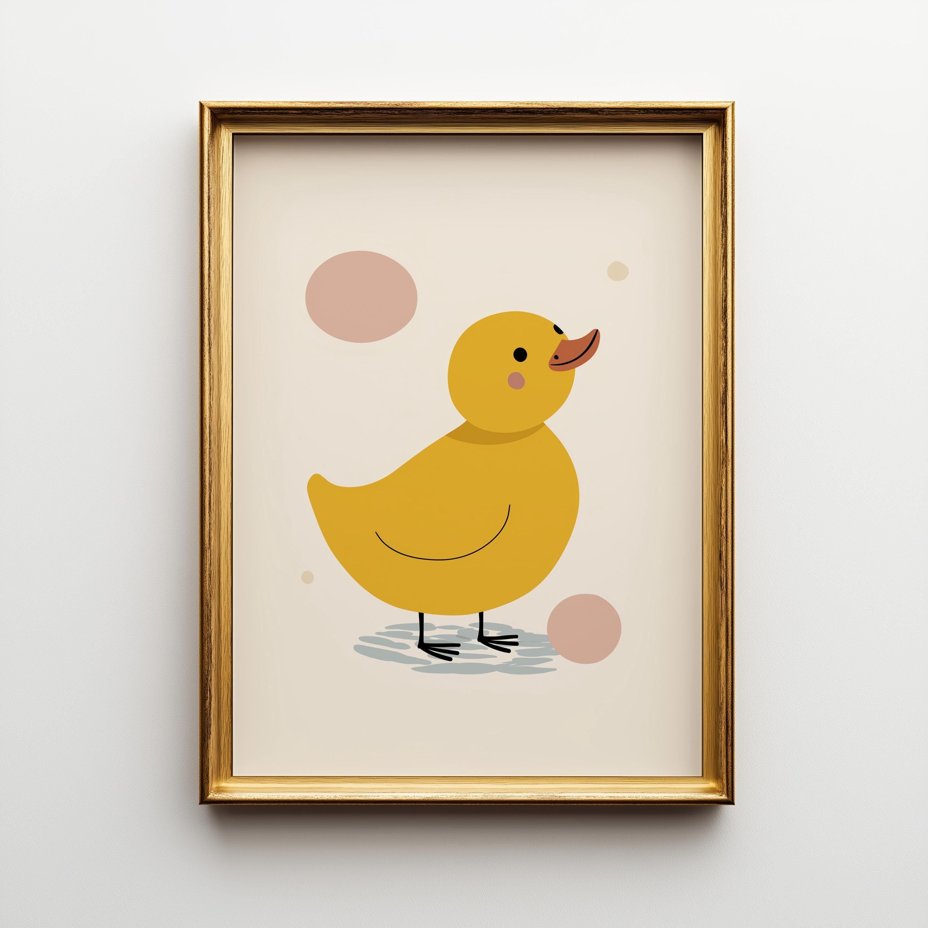 Minimalist Yellow Duck Scandinavian Baby Room Nursery Wall Art by The Wall Art Studio