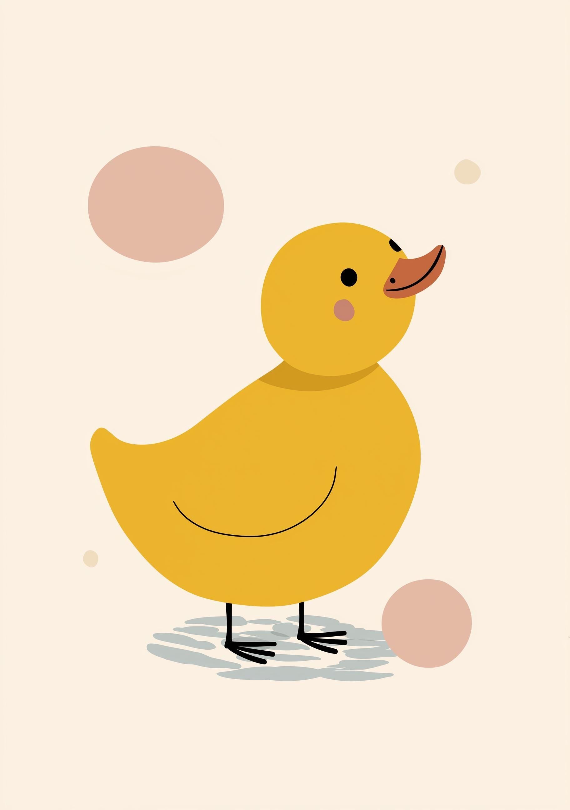 Minimalist Yellow Duck Scandinavian Baby Room Nursery Wall Art by The Wall Art Studio