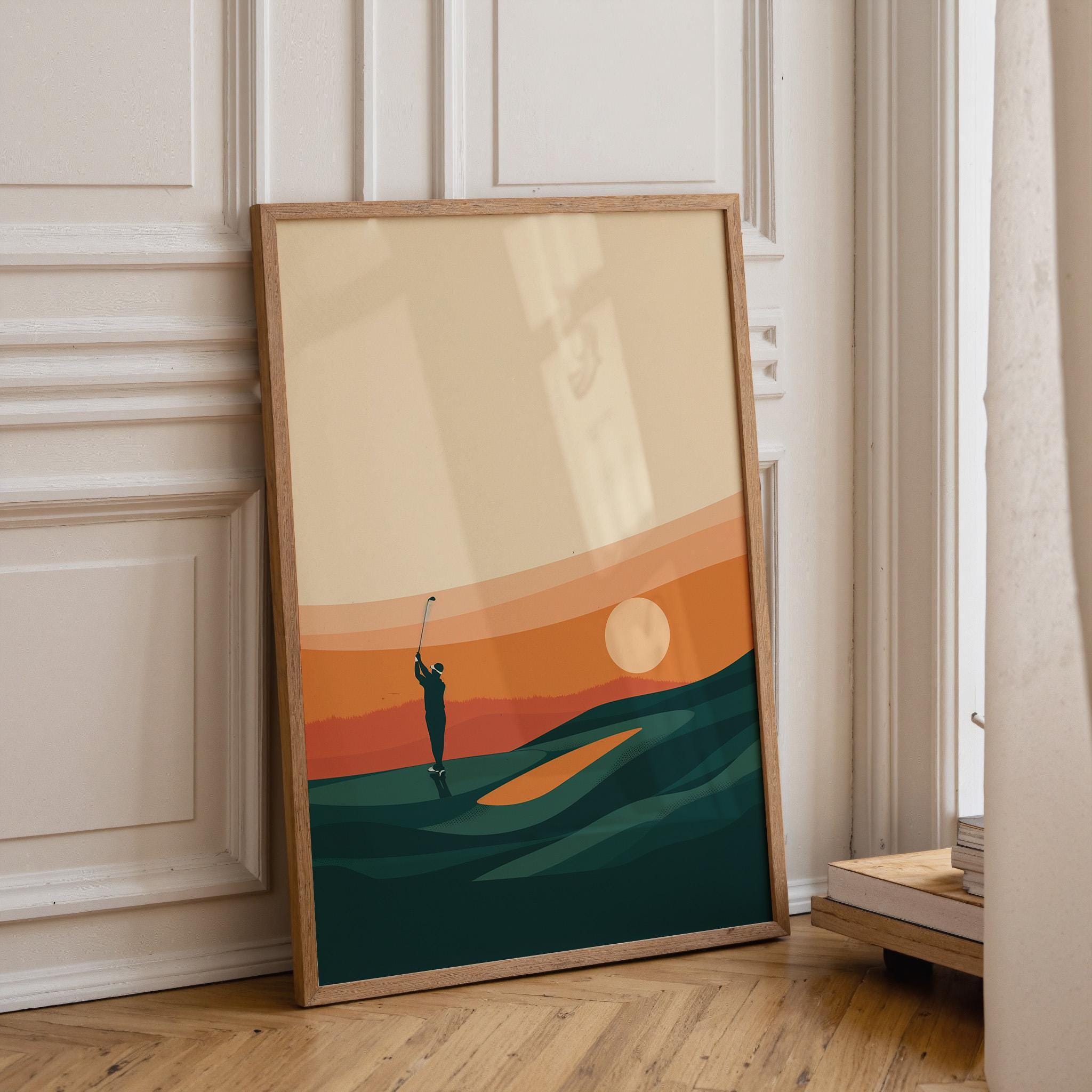 Minimalist Golf  Modern Sunset Golf Course Wall Art