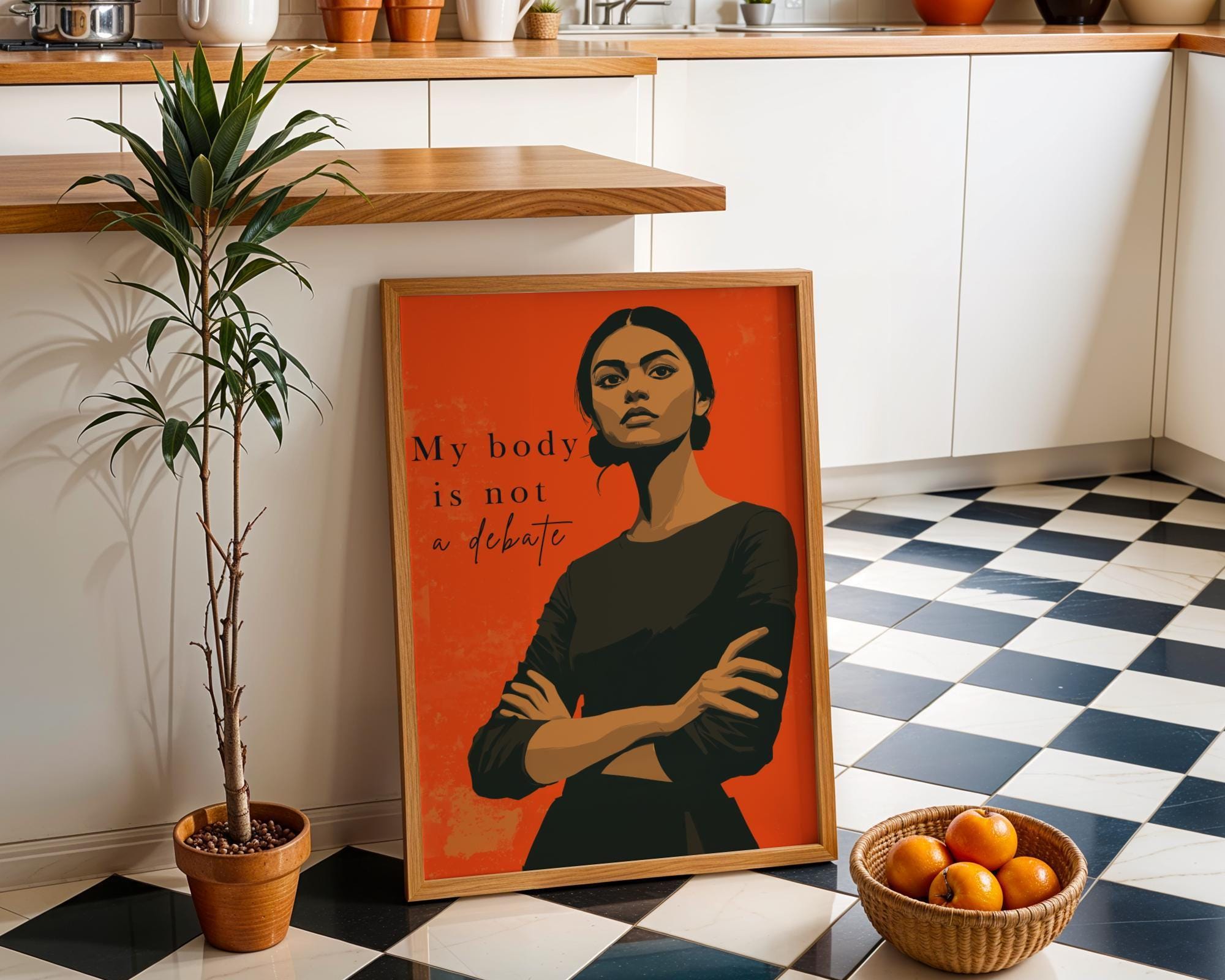 Feminist "My Body Is Not a Debate" Women’s Rights Quote Wall Art by The Wall Art Studio