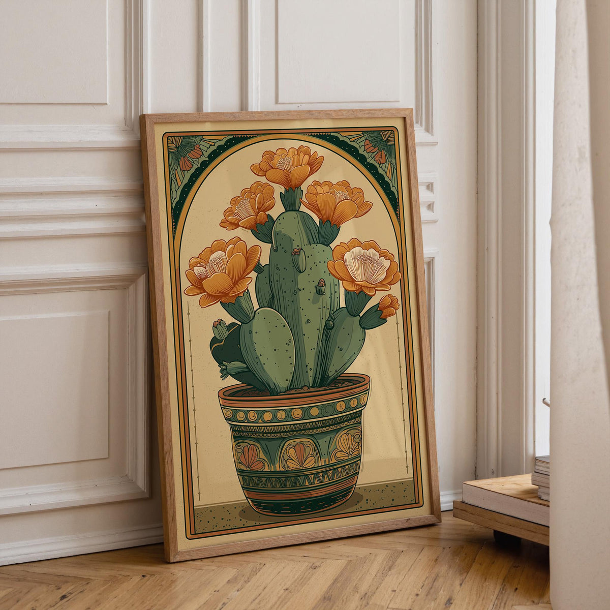 Cactus Art Nouveau Vintage Botanical Desert Retro Floral Wall Art by The Wall Art Studio