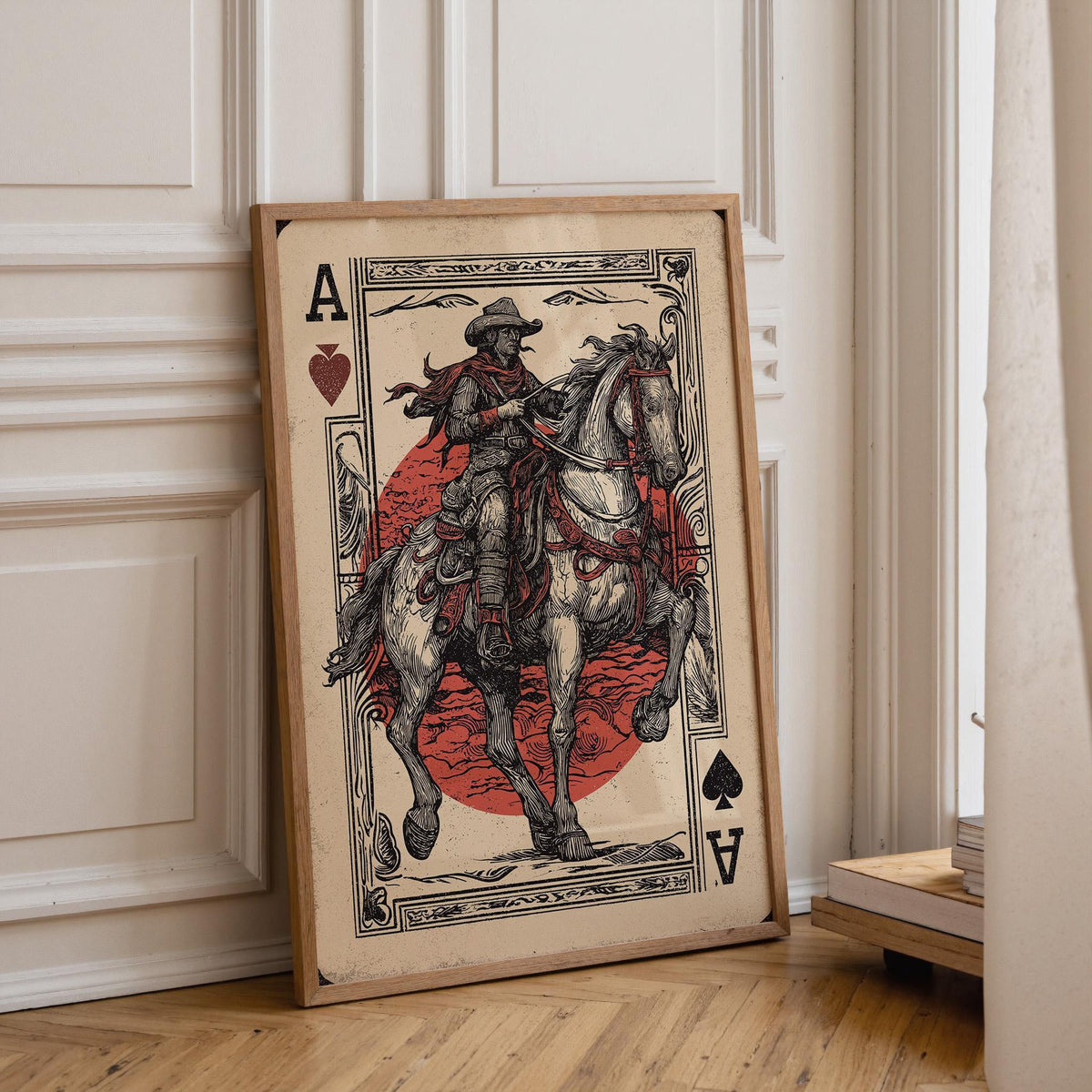 Cowboy Ace of Hearts Playing Card Western Vintage Wall Art by The Wall Art Studio - physical