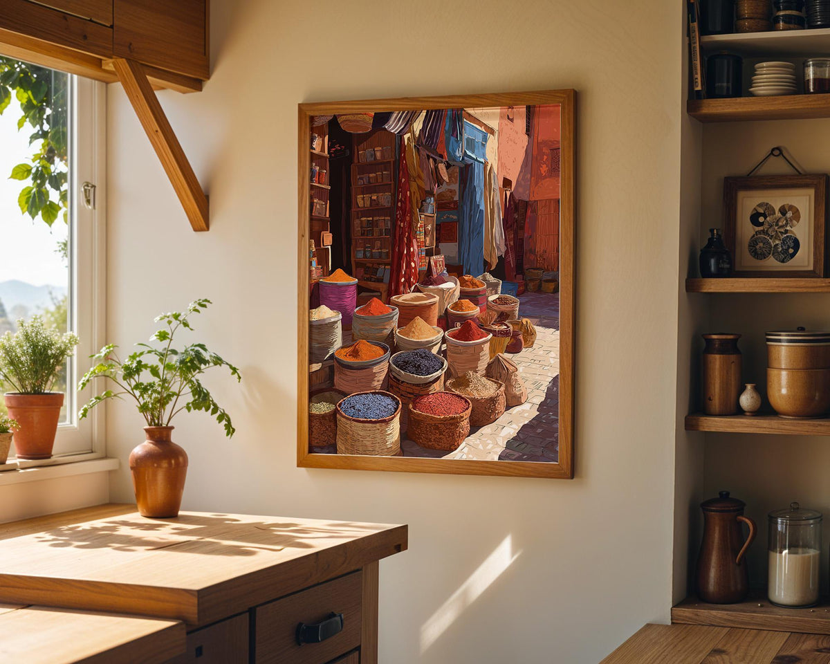 Moroccan Spice Market Marrakech Souk Wall Art by The Wall Art Studio