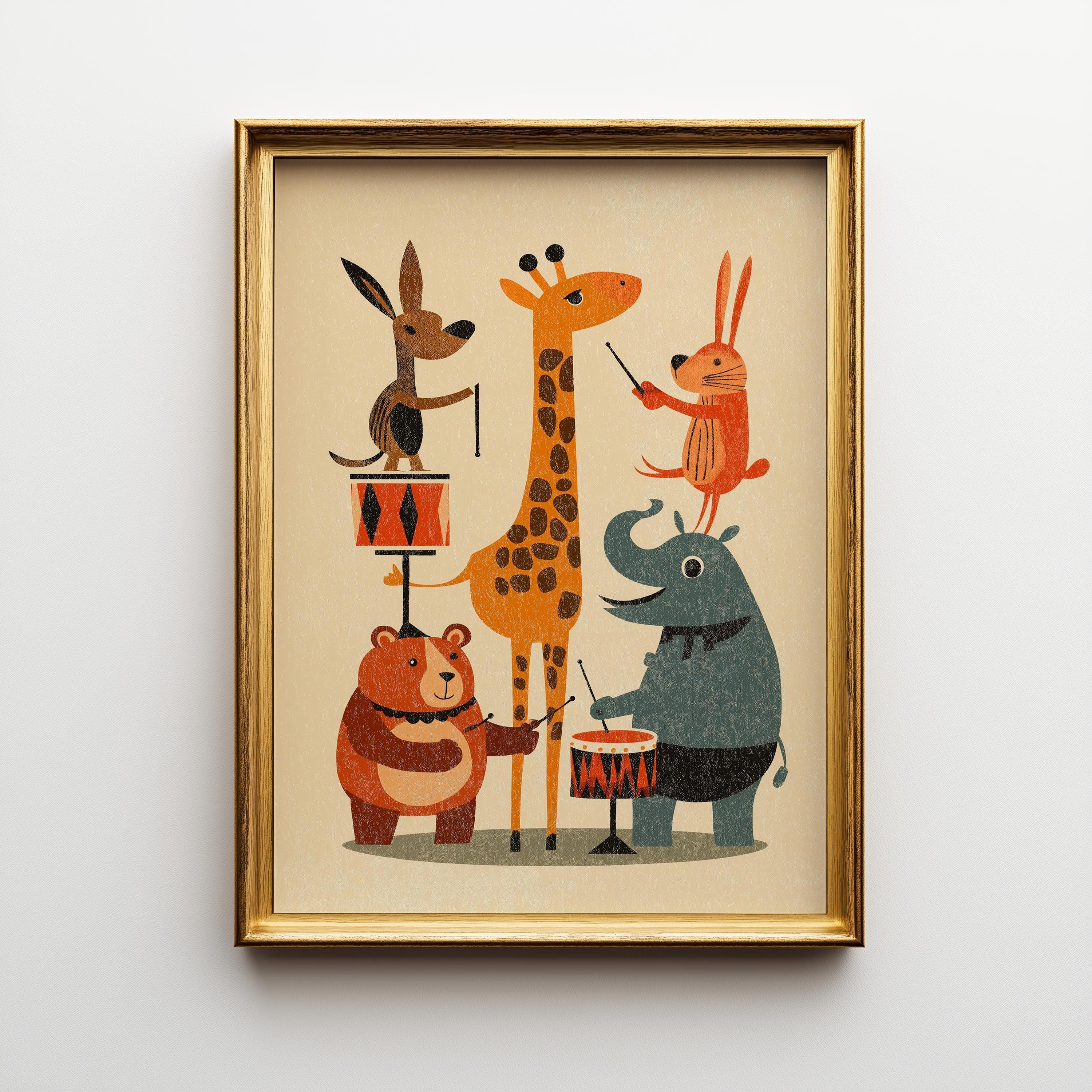 Mid Century Animal Band Retro Safari Nursery Wall Art by The Wall Art Studio