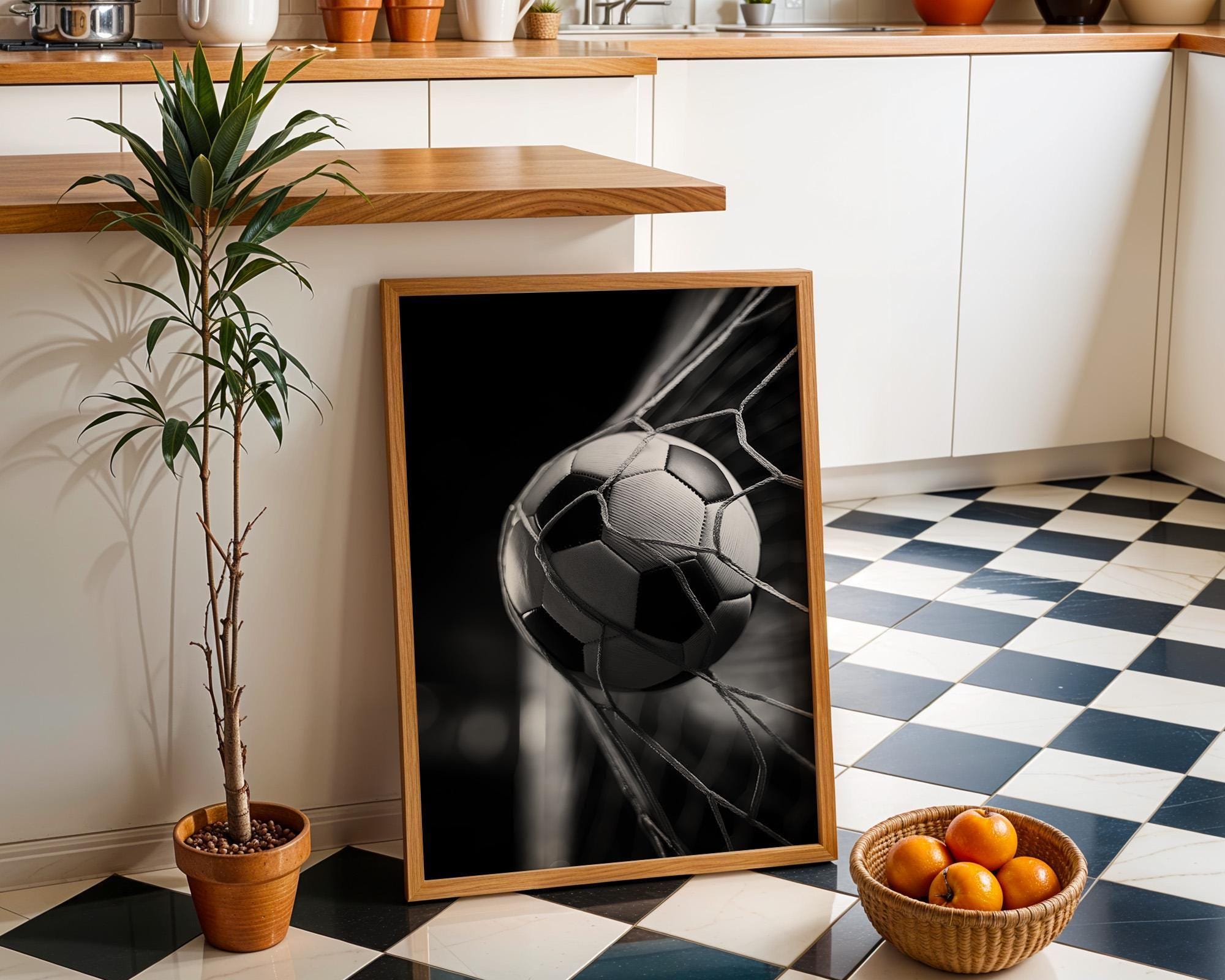 Football Soccer Goal Black & White Sports Photography Wall Art by The Wall Art Studio - physical