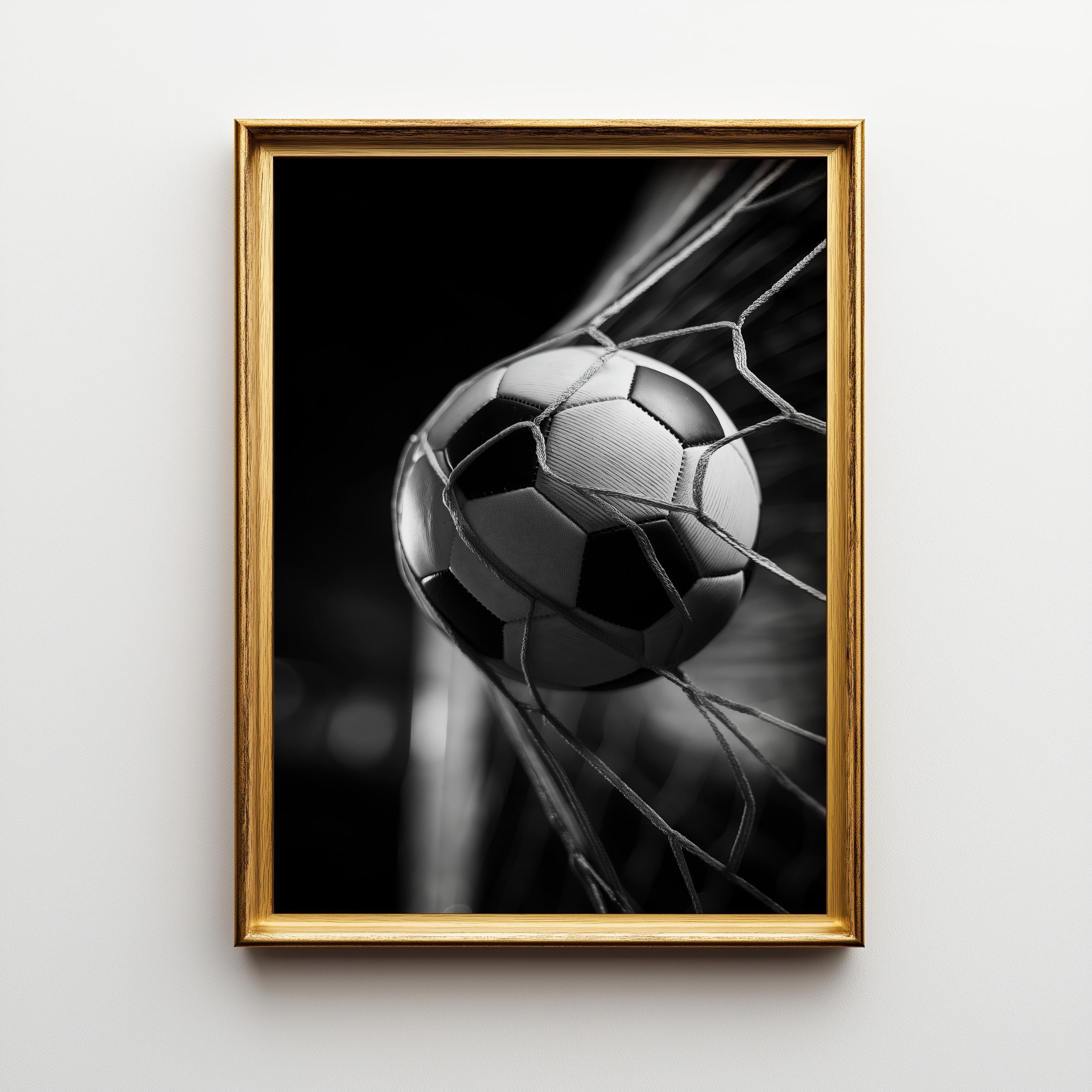 Football Soccer Goal Black & White Sports Photography Wall Art by The Wall Art Studio - physical
