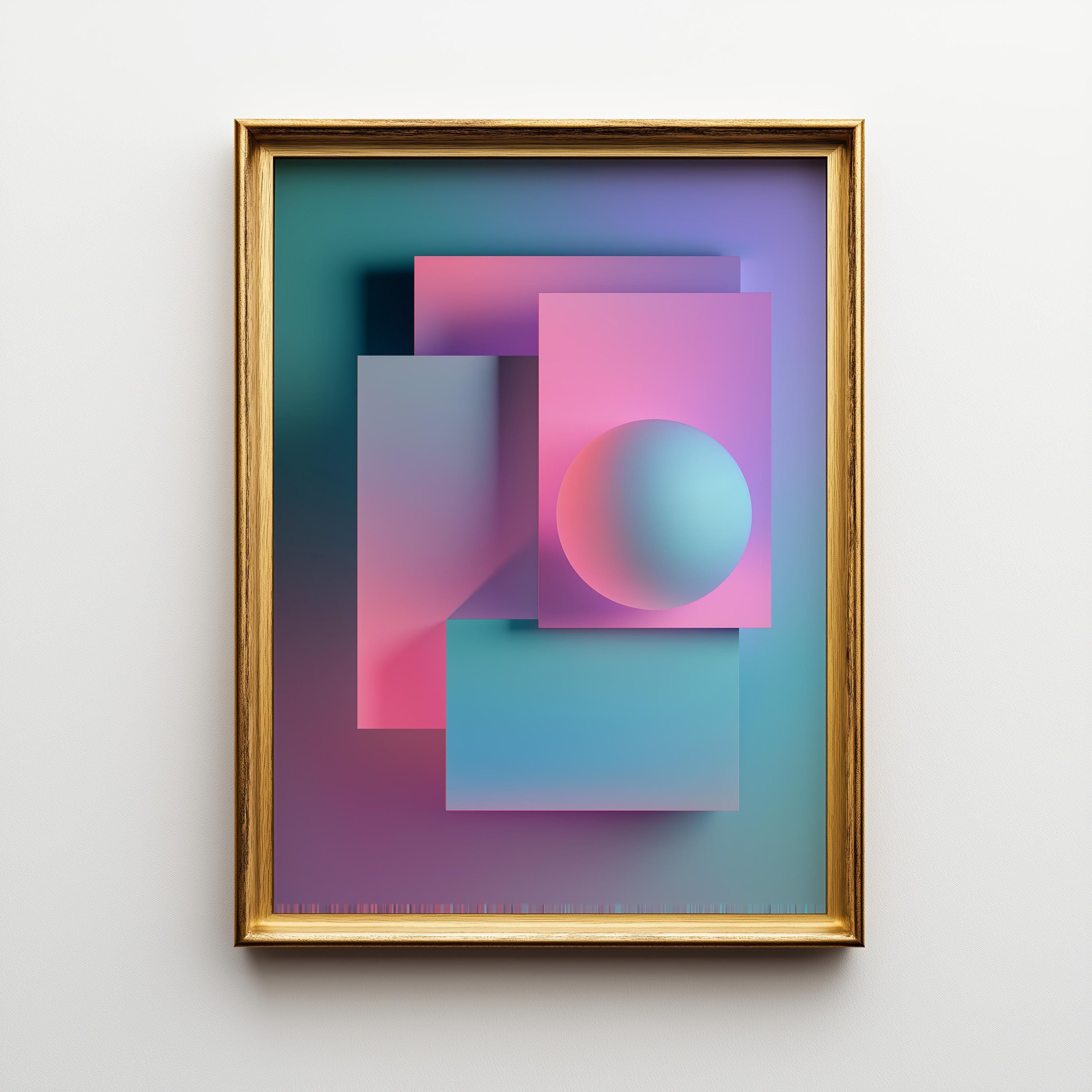 Pastel Synthwave Geometric City Vaporwave Abstract Wall Art by The Wall Art Studio