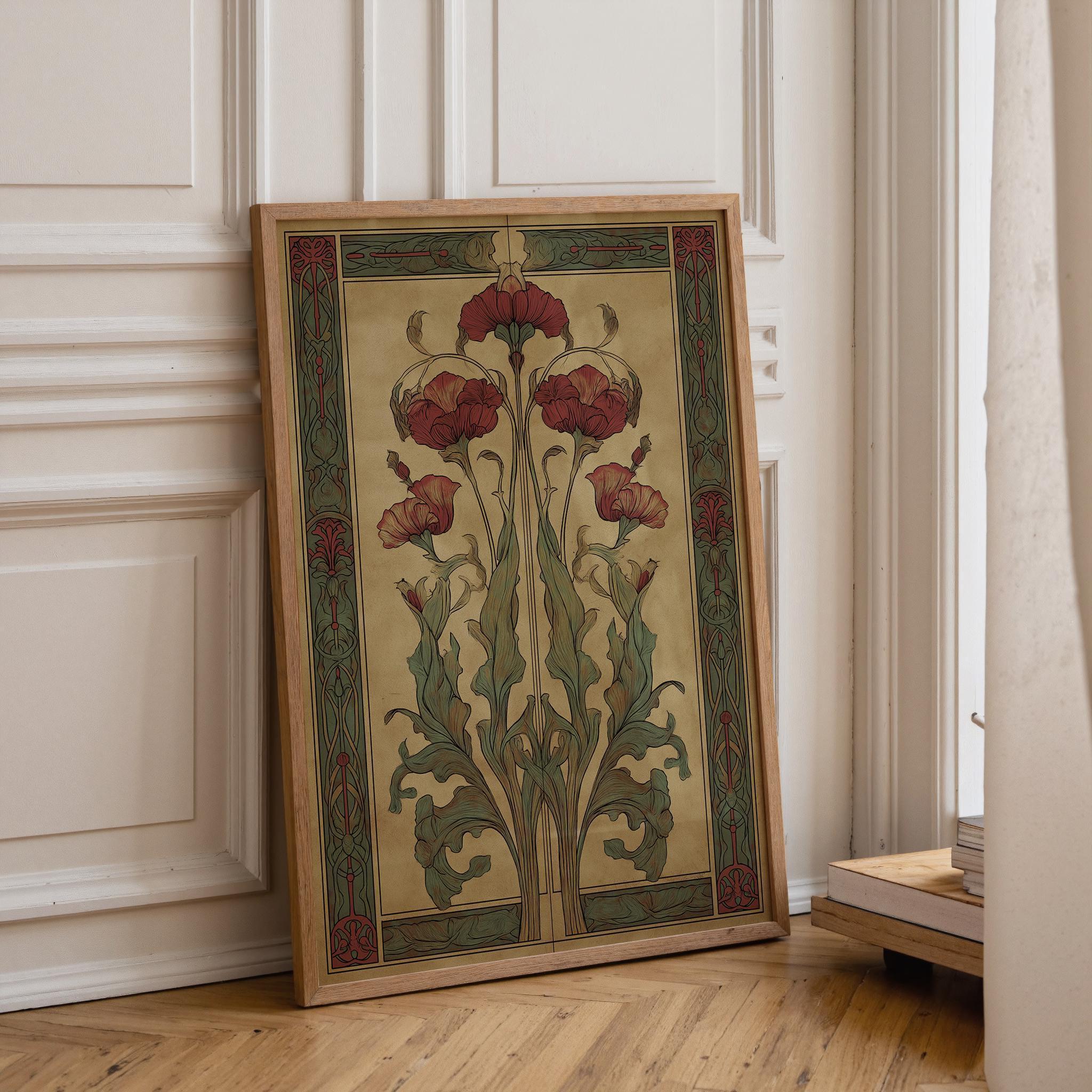 Art Nouveau Thistle Botanical William Morris Style Floral Wall Art