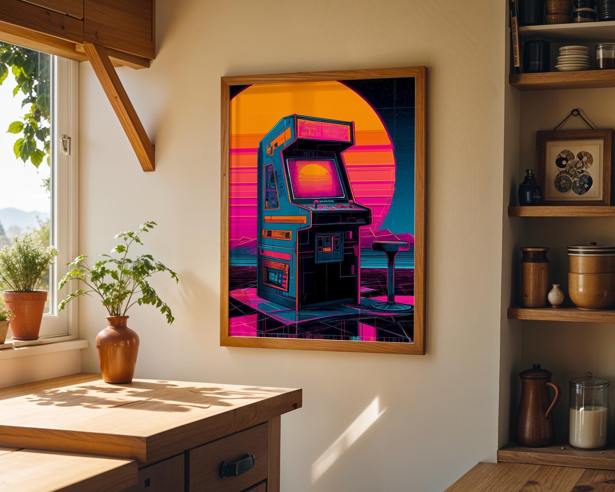 Neon Vaporwave Retro Arcade Machine Wall Art by The Wall Art Studio